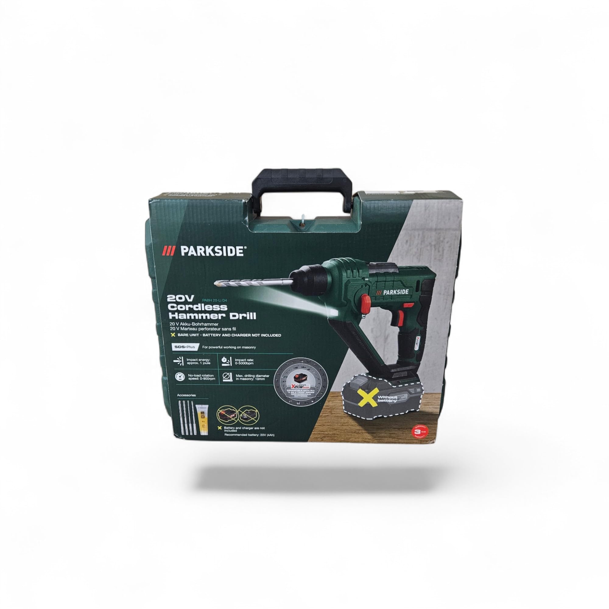 Parkside - Martello perforatore senza fili PABH 20-Li C3 X20V Team con batteria 2,0 Ah e caricatore, confezione, mandrino, mandrino