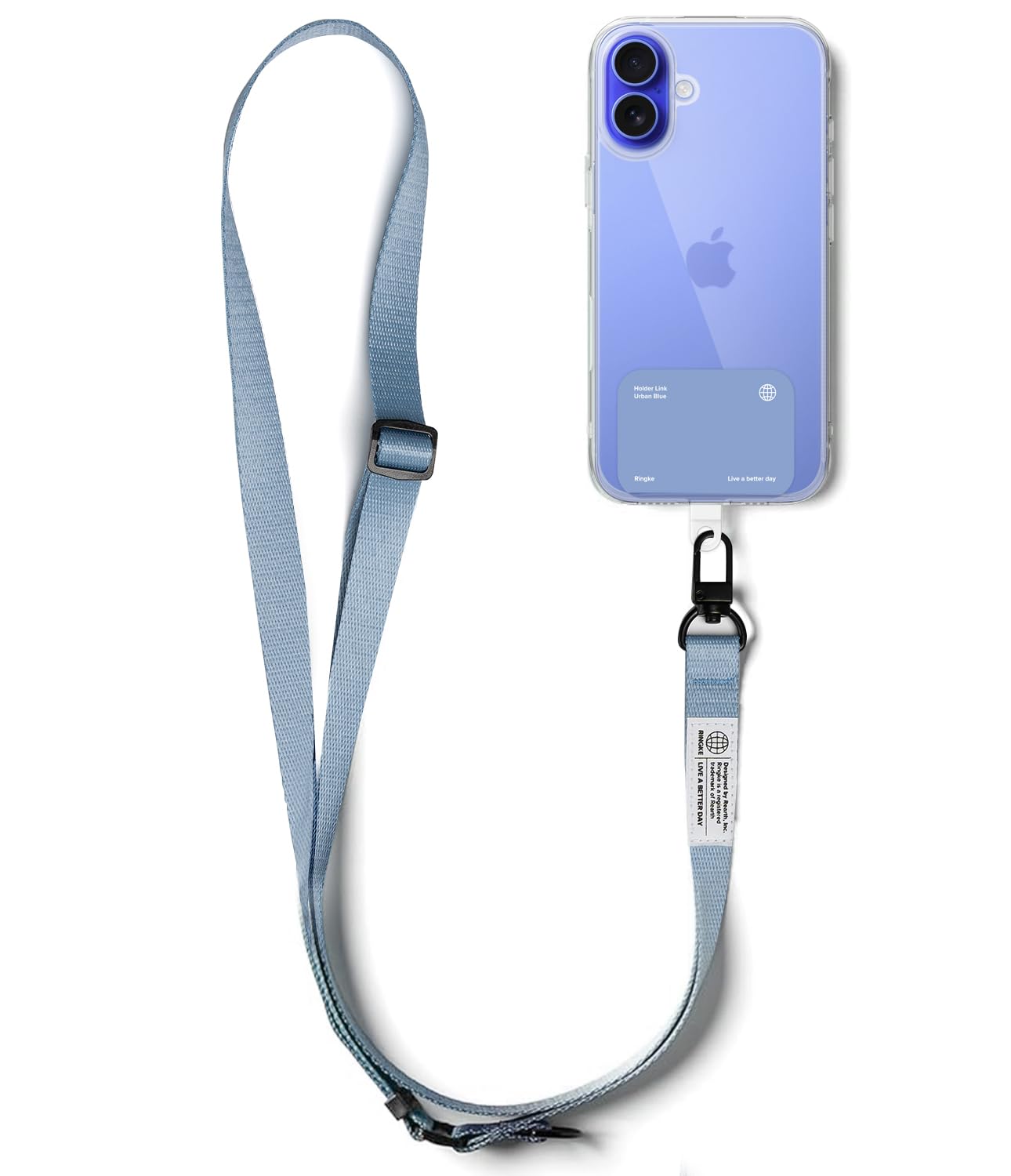 Ringke Unisex Urban Blue Holder Link Snap Hook [Phone Lanyard + Tether Tab] Adjustable Anti-Theft Crossbody Strap With Tearing Resistant Color Patch For Universal Phone Cases