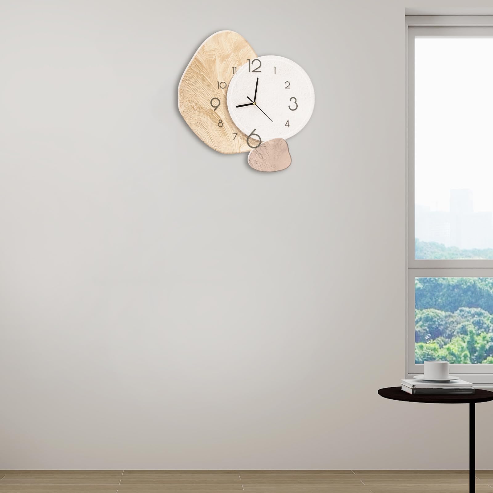 Kreative Wanduhr 40x37cm, Unregelmäßige Moderne Uhr, Gold+Weiß | Moderne Design Wanduhr mit Quarzwerk, Mid-Century-Stil Dekoration für Schlafzimmer, Wohnzimmer, Kreative Räume