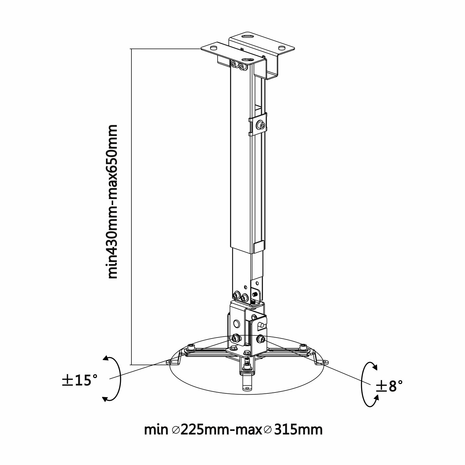 aisens cwp01tse-047 – uchwyt ścienny do projektora, czarny