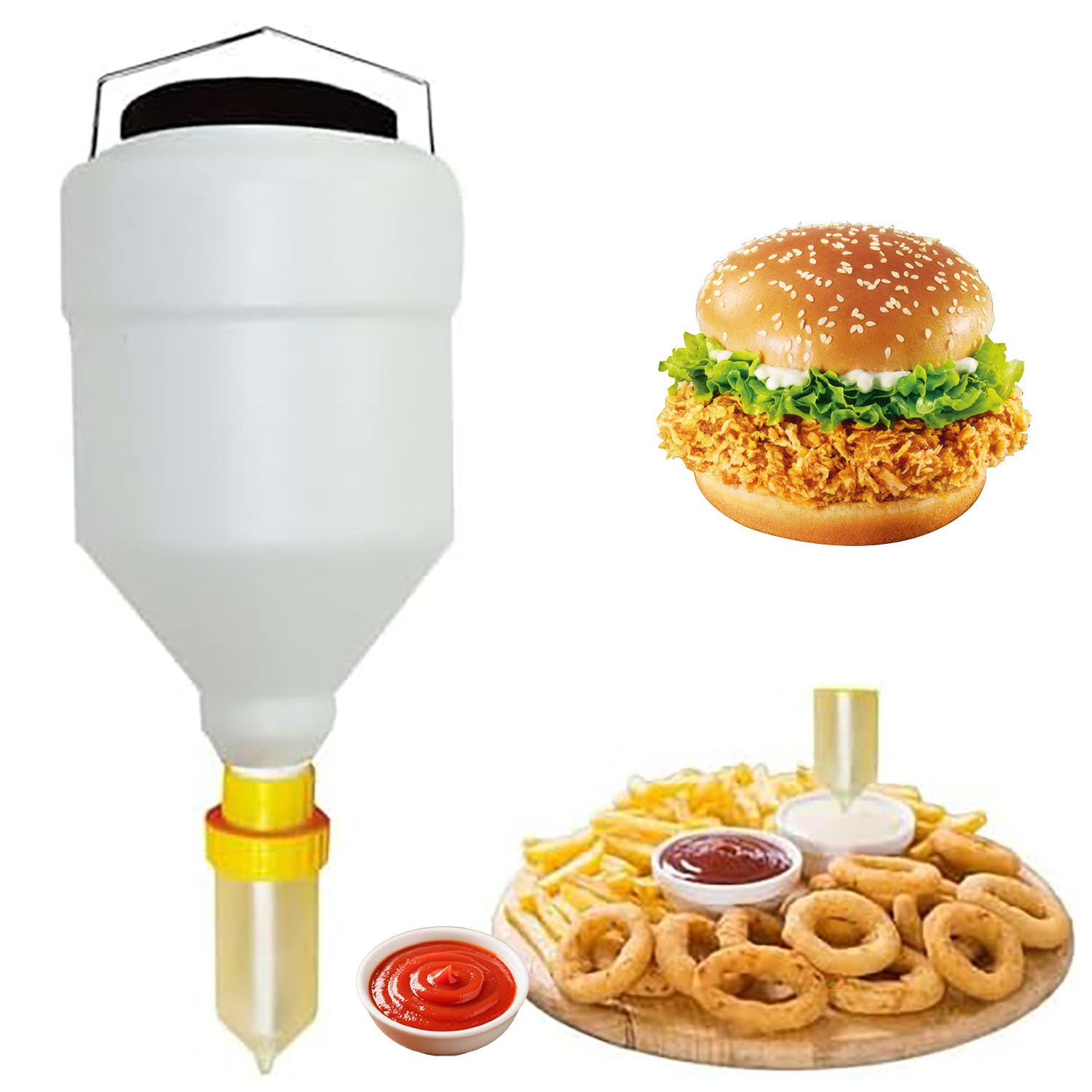 2 sztuki wiszący dozownik sosu, 3,5L/5,5L napełnialny dozownik sosu w butelce do wyciskania, szczelny pojemnik na przyprawy, do BBQ, cateringu i restauracji 3.5L