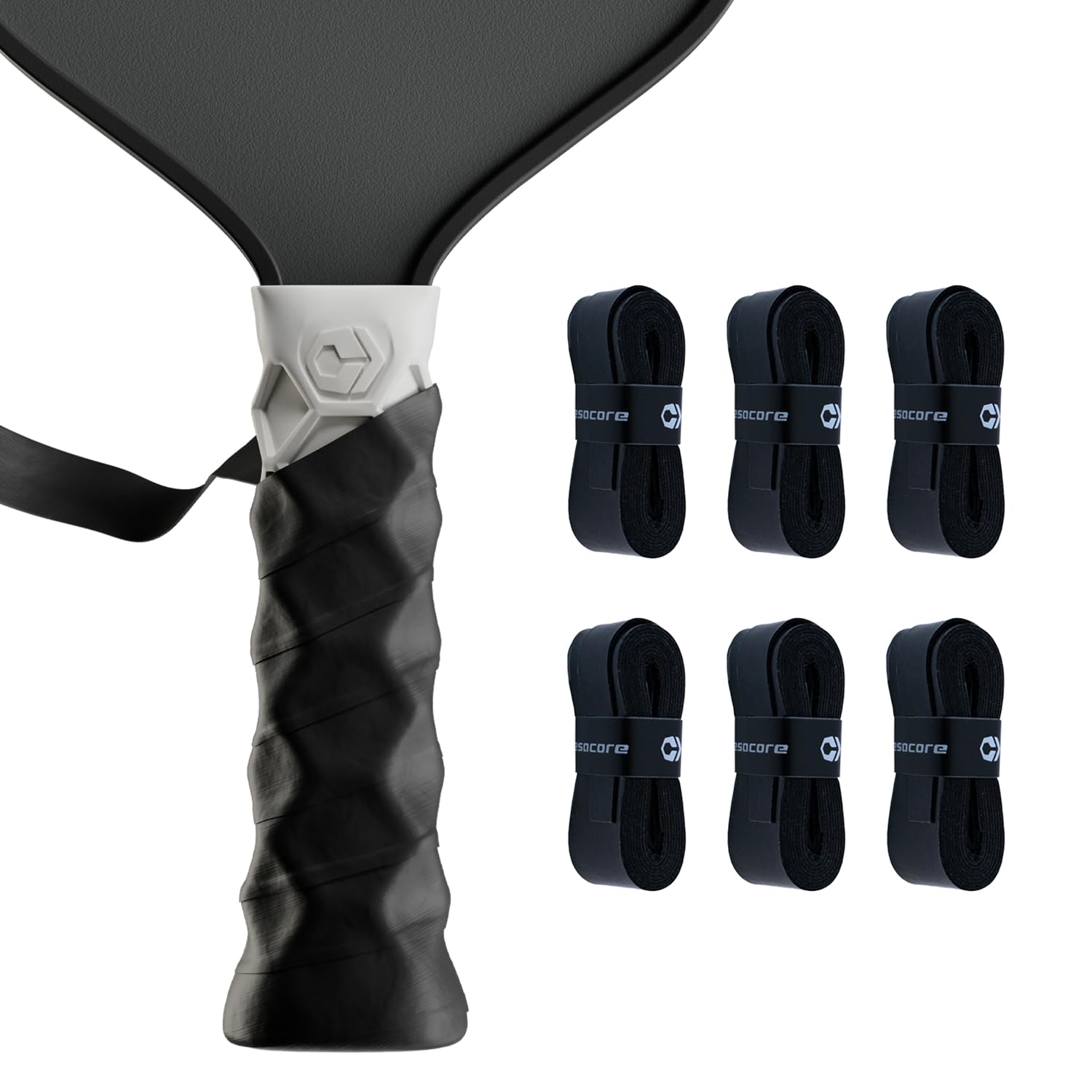 Hesacore Hesatac Overgrip Tape – 6 Pack – Black – for Pickleball, Padel & Tennis – Sweat Absorbing, Soft, Anti-Slip, Stretchable Overgrip-picture-26