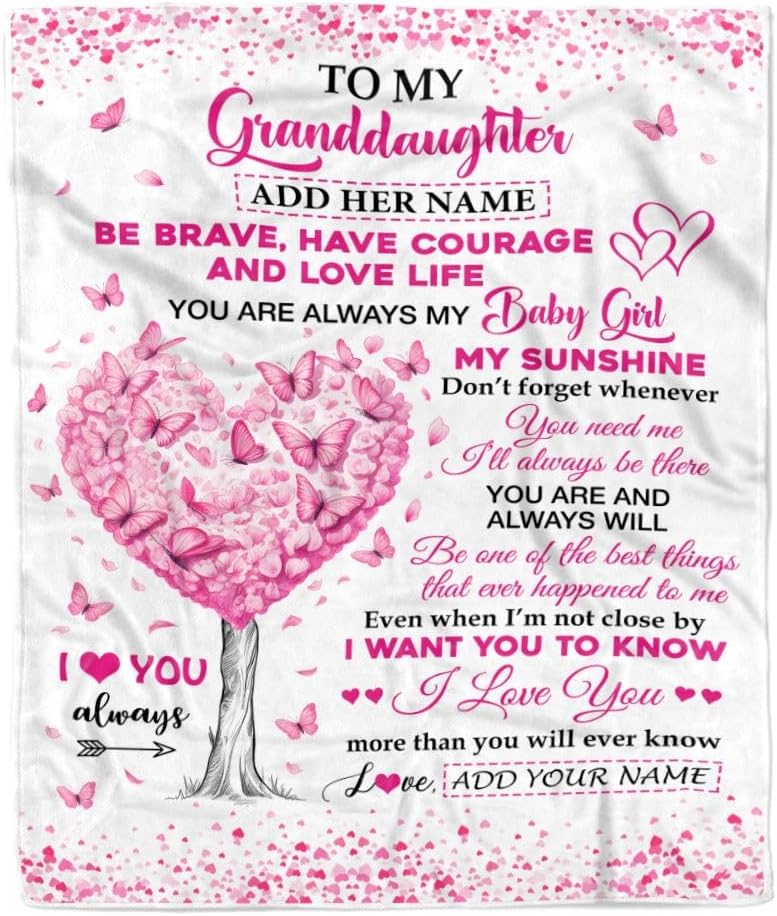 Personalized to My Granddaughter Gifts Blanket from Grandma Grandpa Tree I Love You Always Granddaughter Birthday Gifts Mothers Day Christmas Fleece Blanket (50 x 60 in Youth Size)