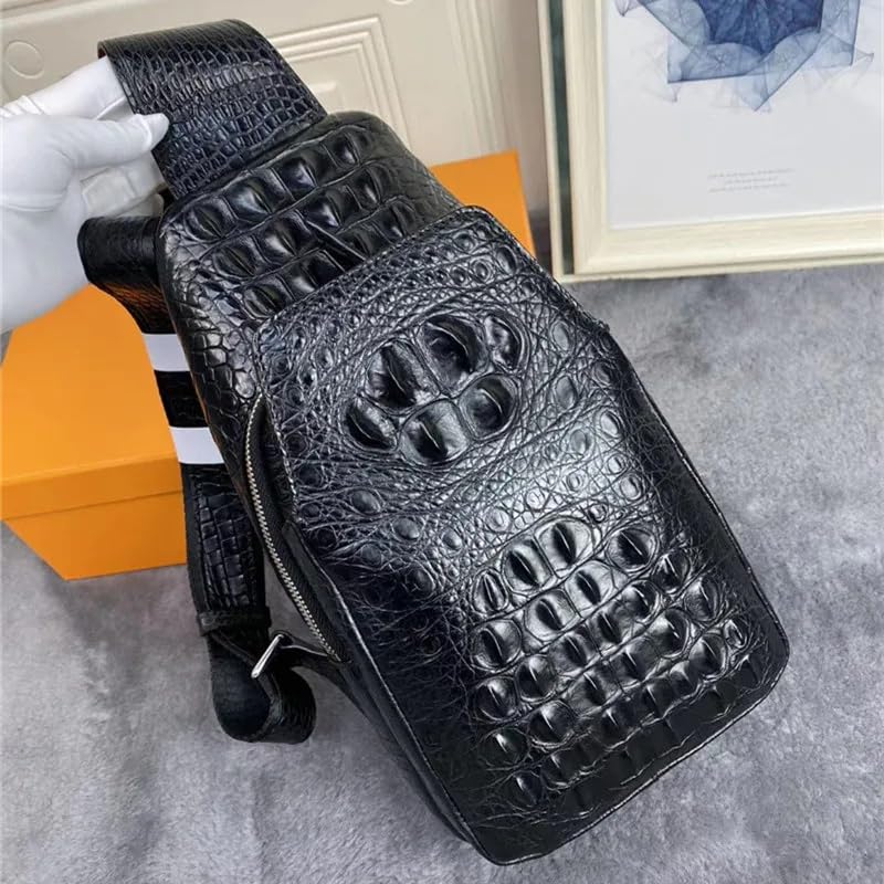 Authentic Real True Alligator Leather Men's Casual Chest Bag Genuine Exotic Crocodile Skin Male Cross Shoulder Bag Travel Bag3