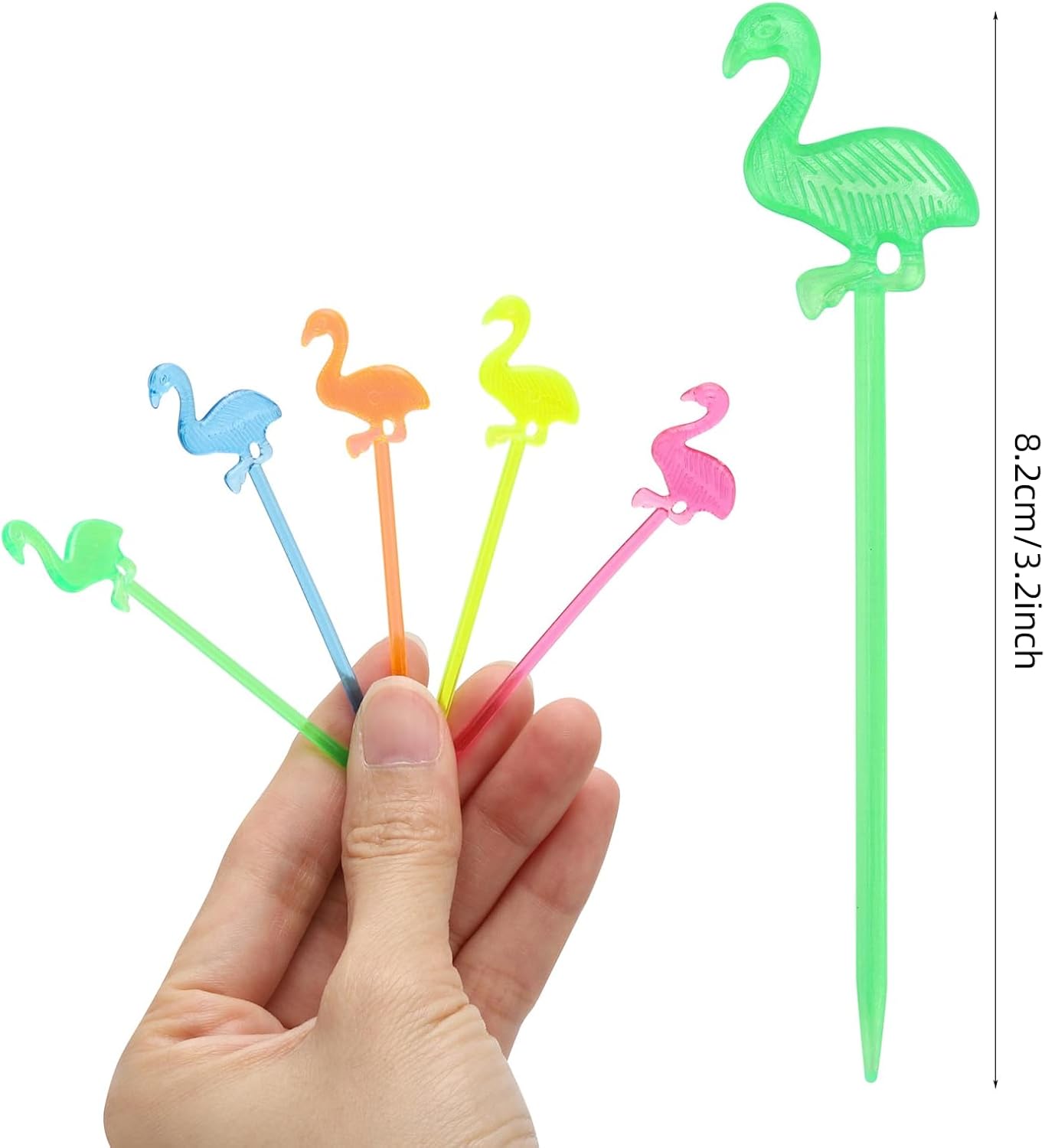 200PCS Cocktail Picks Flamingo Toothpicks for Appetizers Cocktail Sticks for, Fruit, Party Supplies - Multicolor (3.2 Inch)