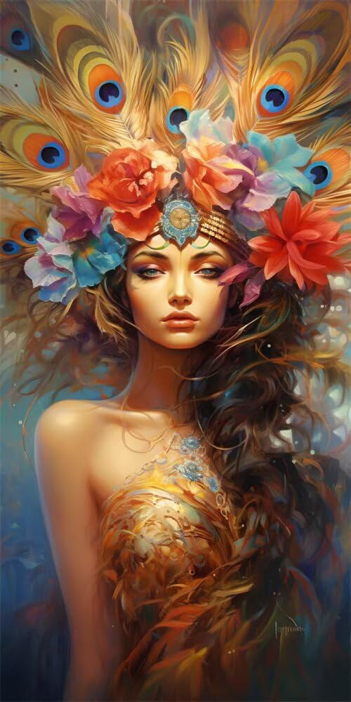 Diamond Painting Kits for Adults, 5D Diamond Art Angel 80x160cm, DIY Large Peacock Feathers Dimond Art kits Adults, Full Square Drill Crystal Rhinestone Embroidery Canvas for Home Wall Decor (SQ843)
