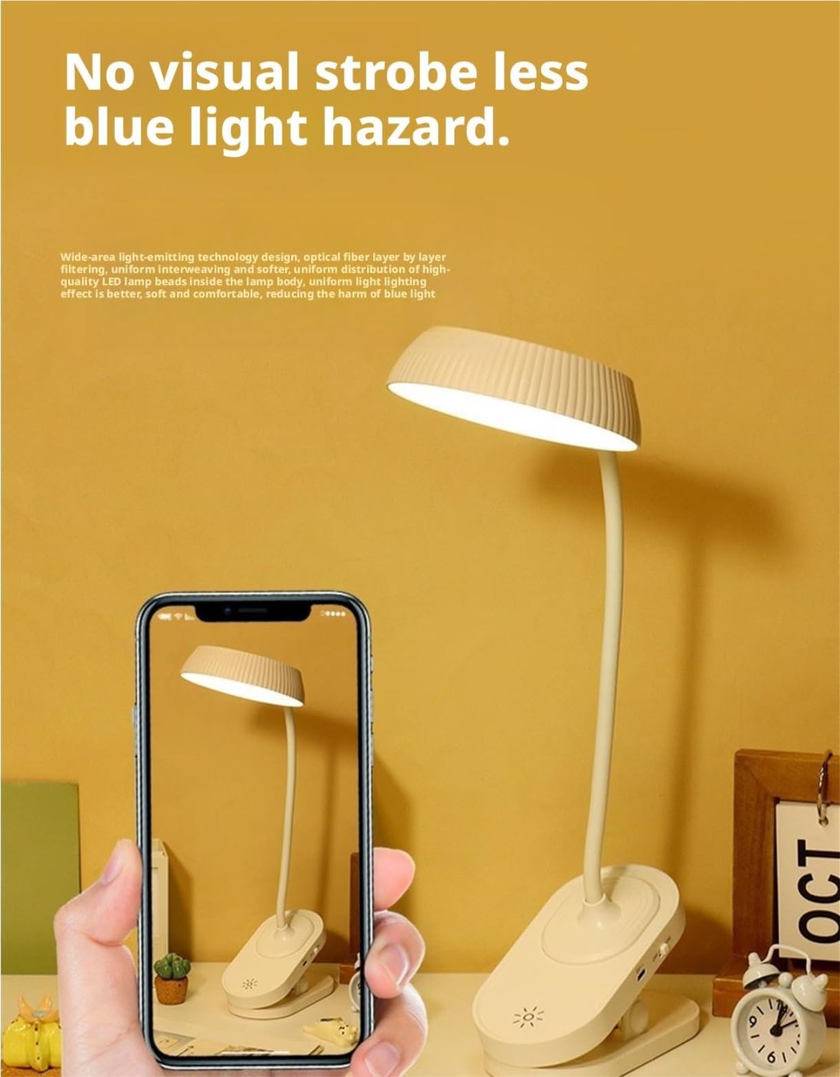 Lampara Escritorio para Oficina Lámpara De Escritorio con Clip USB, Luz Que Cuida La Vista For El Hogar Y Oficina, Control Táctil Moderno Flexo Escritorio(Pink)