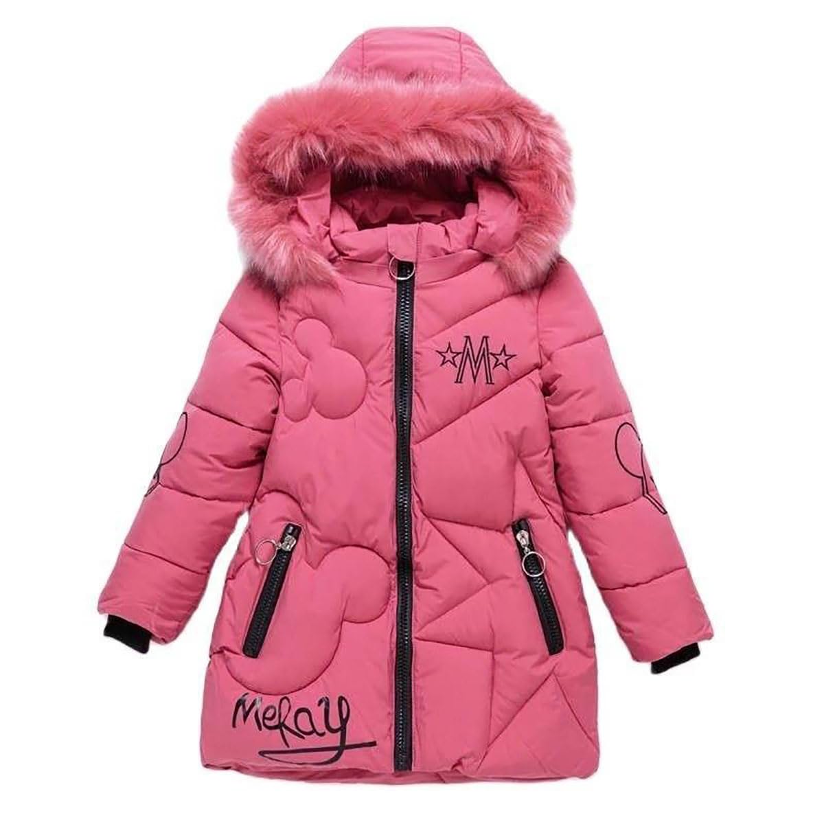 Manteau Fille Doudoune Enfant Veste d'Hiver à Capuche avec Col Fourrure Epaisse Chaud Parka Rembourré Blouson Coupe Vent