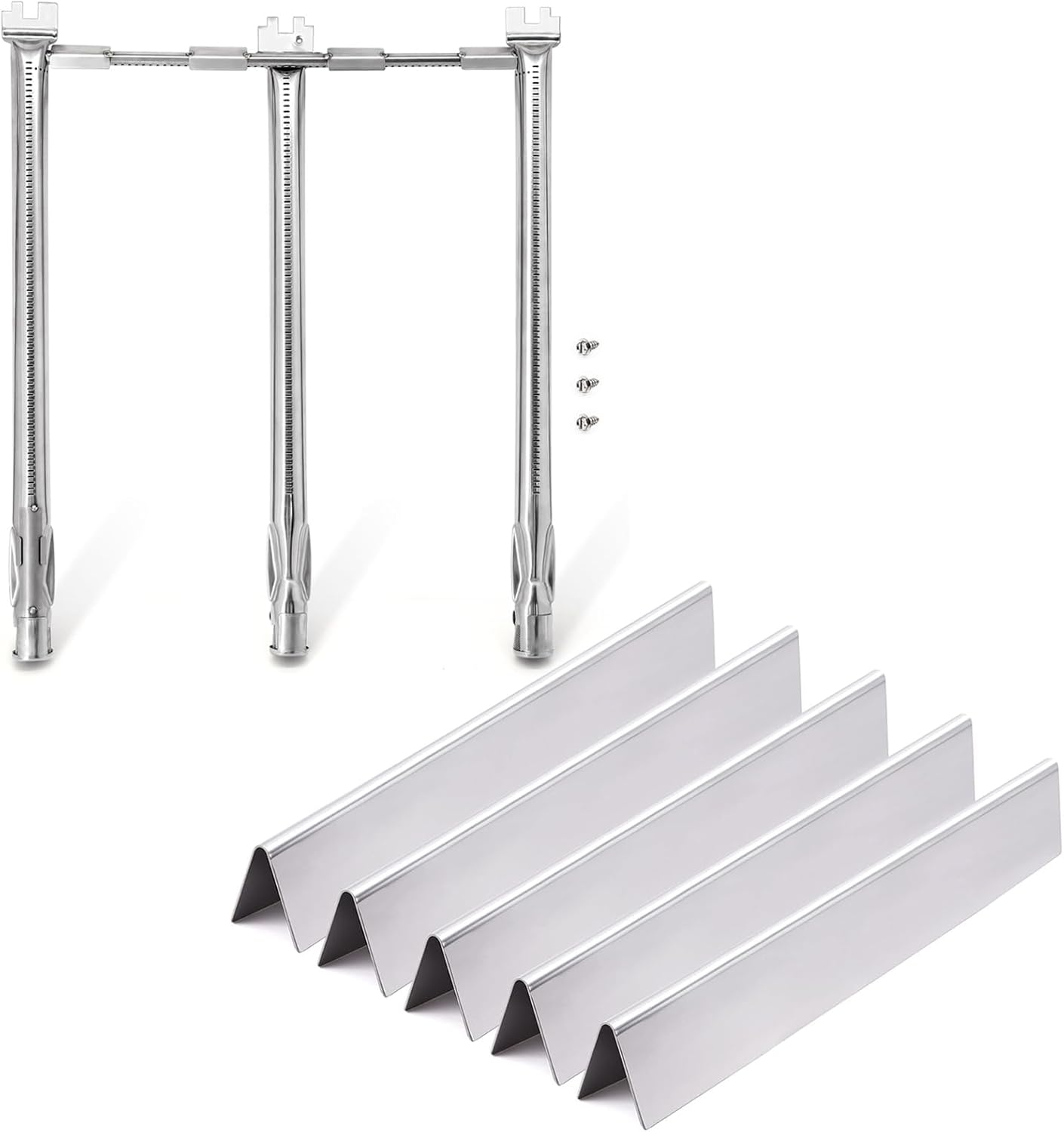 Criditpid Grill Replacement Parts for Weber Spirit 300 & Spirit II 300 Series, 7636 Flavorizer Bars & 69787 Grill Burner Tubes for Weber Spirit E300 E320 E330 S310 S320 S330 with Front Mounted Control