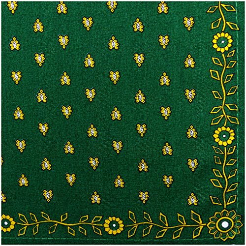 Foulard vert carré Manade en coton 60x60 cm pour cheveux et cou