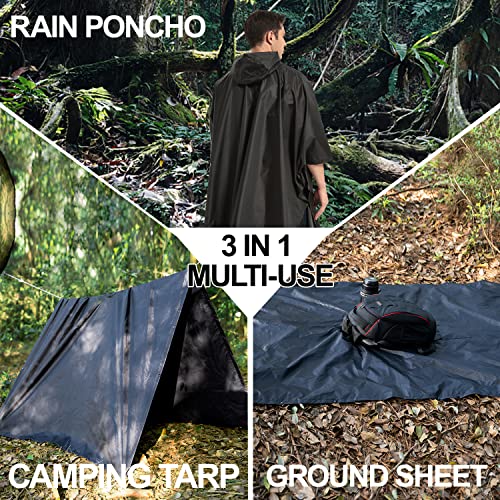 salamra Hooded Rain Poncho Waterproof Raincoat Jacket for Men/Women/Adults with Pocket - Image 4