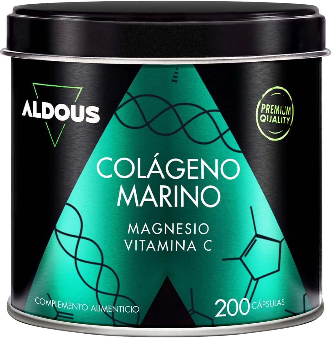 Colágeno con Magnesio y Vitamina C - 200 Cápsulas - Colágeno Marino Hidrolizado Puro Naticol - Huesos y Articulaciones - Cabello, Piel y Uñas - Colageno Hidrolizado Puro - ALDOUS