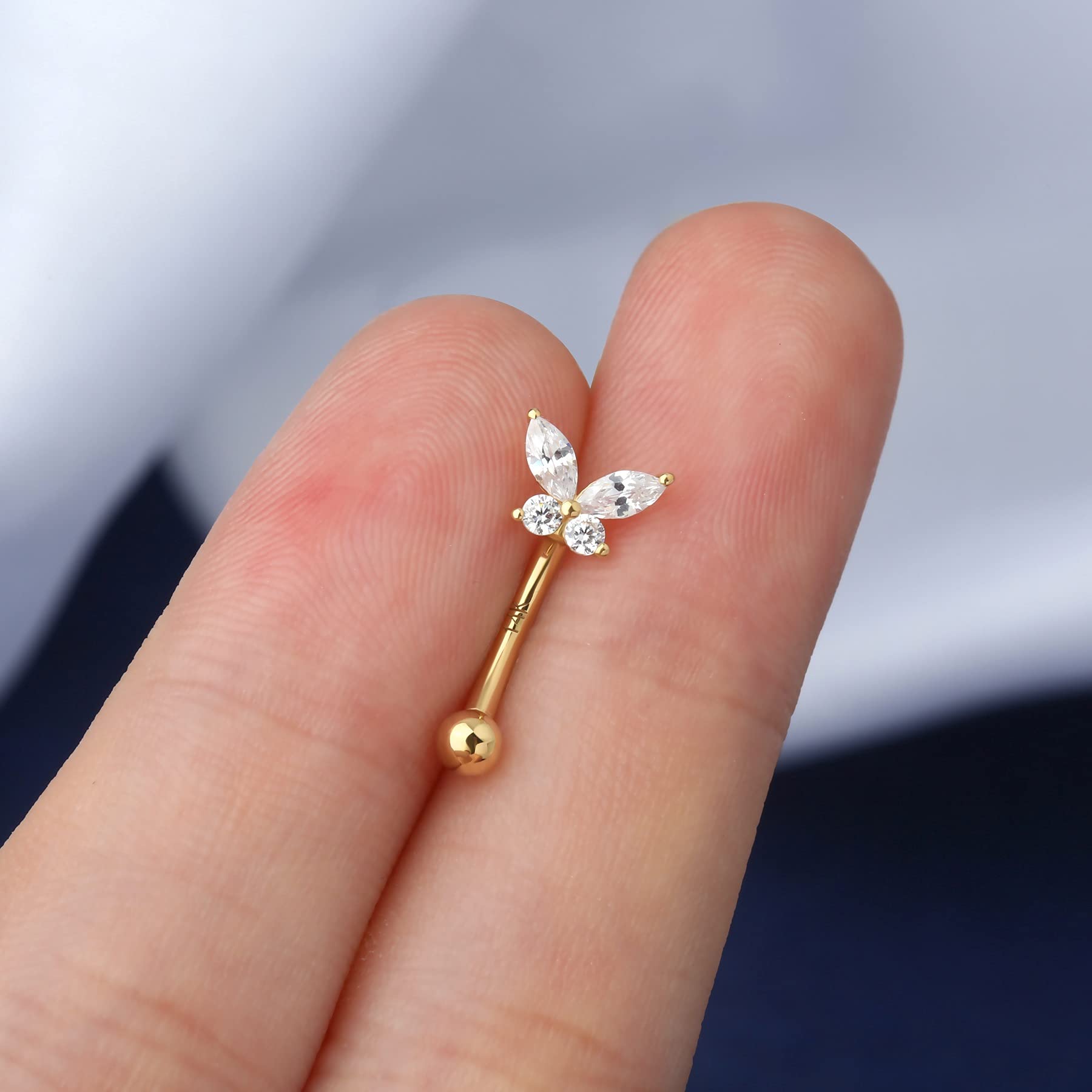 OUFER Body Piercing Rook Earrings 14K Solid Gold Eyebrow Rings 16G Curved Barbell Rook Daith Earring Piercing Jewellery