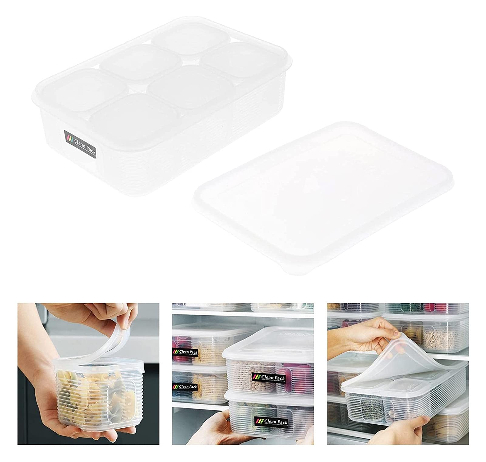 JSY Caja de almacenamiento de plástico con tapa, organizador de cocina, nevera, piezas y accesorios
