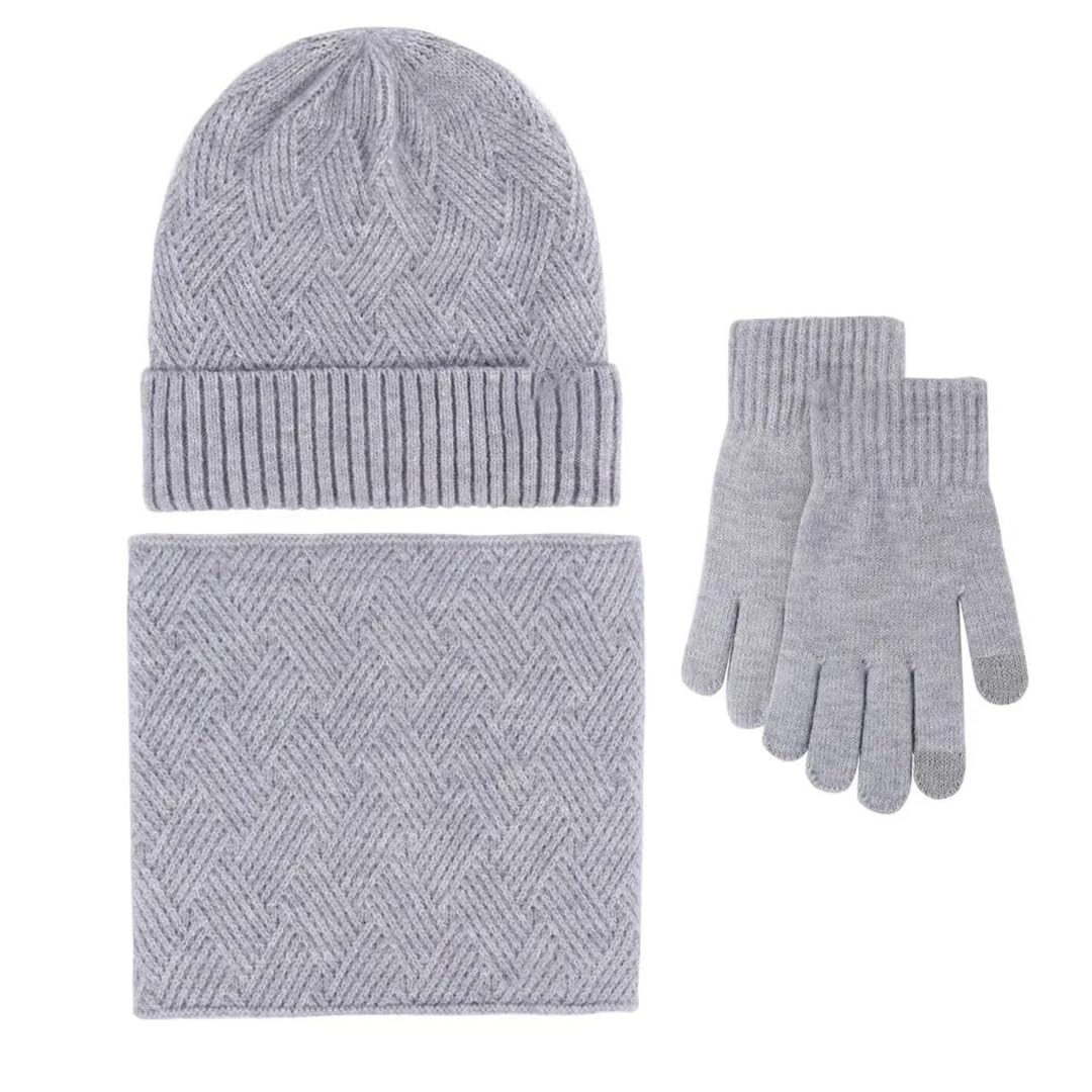 Czapka z dzianiny Czapki dziane klasyczne, Zestaw szalików, czapek i rękawiczek unisex, wielokolorowy, 3 sztuki, zimowy(Hx3)