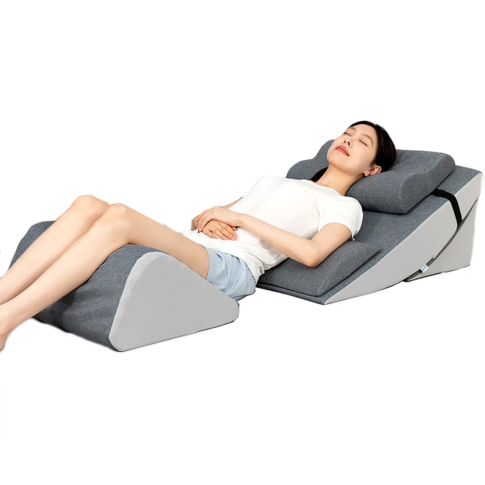 YXXSDP Keilkissen Bett Lesekissen Memory-Schaum Keil-Kissen, Orthopädische Bett-Keil-Kissen Mit Abnehmbarem, Waschbarem Kopfkissenbezug Für Schlafen Lesen Ausruhen, Rücken Unterstützen(Gray,B)