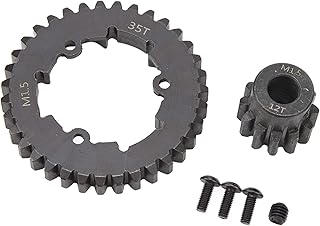 RC Car Gear Set, Replacement Black Professional Rust Resistant Fine Machined Easy Installation 35T Spur Gear Motor Pinion Gear Steel for 1/5 RC Car (12T)