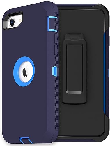 Miniatura 21 de MXX Funda Protectora de Servicio Pesado para iPhone SE 2020/22 con Protector de Pantalla, 3 Capas, Goma Resistente, Clip Giratorio de Cinturón de
