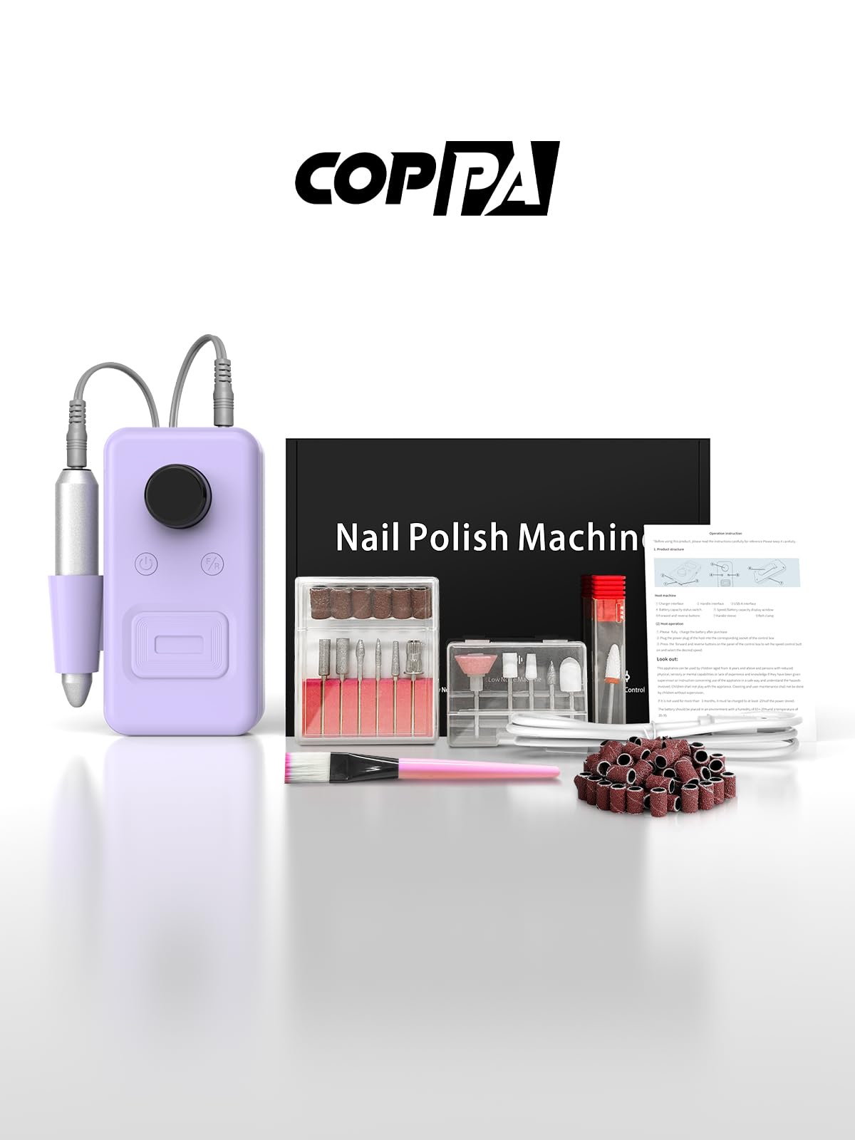 COPPA Fresa per Unghie Professionale, NDK106 Lima Elettrica per Unghie con 12 Punte 31 Bande, 45000 RPM Velocità Regolabile & 2 Direzioni Nail Drill Kit per Rimozione Gel/Smalto, Casa & Salone