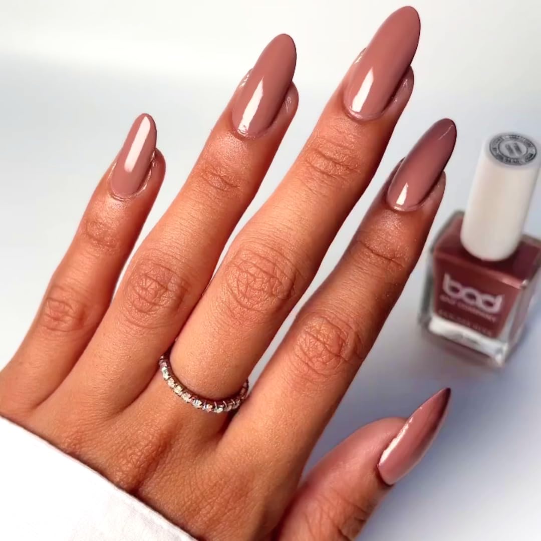 BAD COMPANY Glossy Finish Nail Polish 10ml, No Toxin Glossy Nail Lacquer, Long Lasting, Chip Resistant, Vegan, Quick Dry & Cruelty-Free Glossy Nail Paint (Nude Brown - 72)