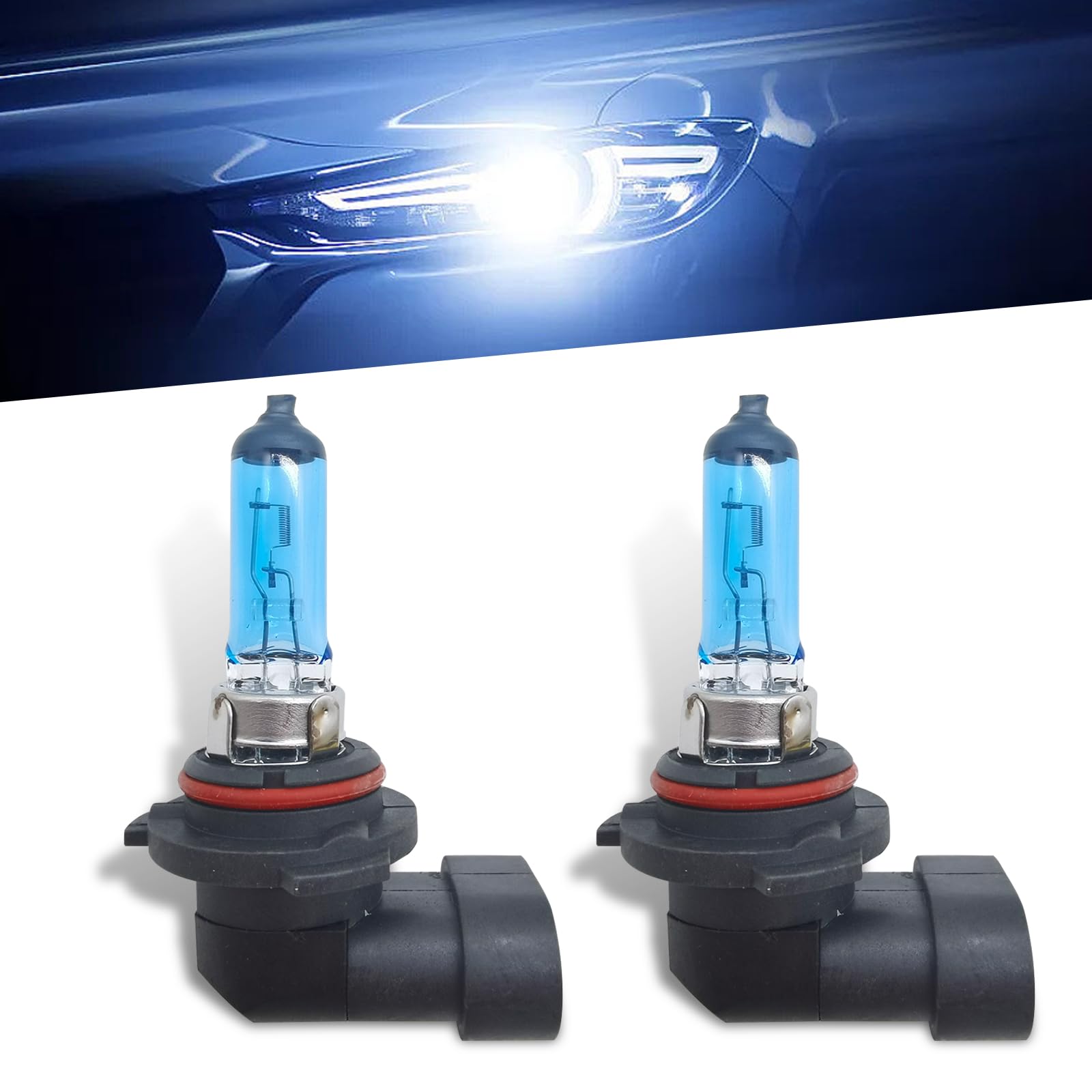 2 PCS 9006 Automotive Halogen Bulb, DC12V 55W High-power 360° Ultra-white Light Condenser Cooling Fog Lamp, Integrated Design Modification Accessories, Suitable for Most Car Models (White)