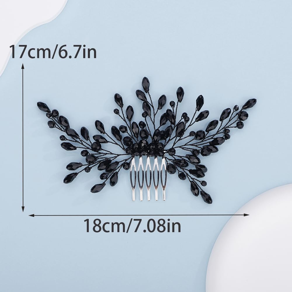 Kercisbeauty Vintage Black Crystals Beads Hair Comb for Women Girls Wedding Bridal Gothic Hair Jewelry - Image 4