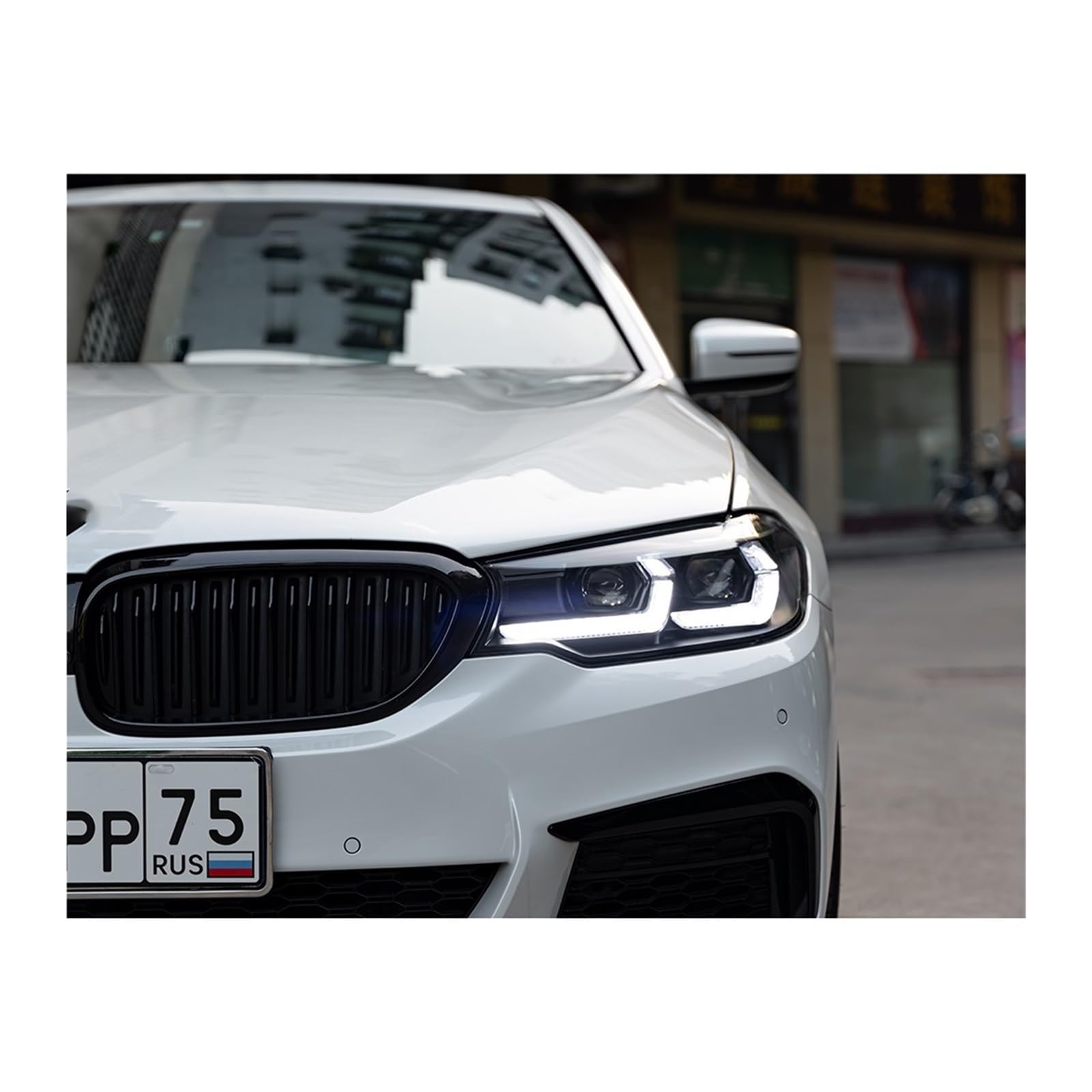 Fari per Auto per BMW Serie 5 G30 G38 2018-2021 Gruppo Ottico Anteriore per Guida a Sinistra e a Destra, Lente bifocale, indicatori di direzione (Guida a Destra/Un Set)