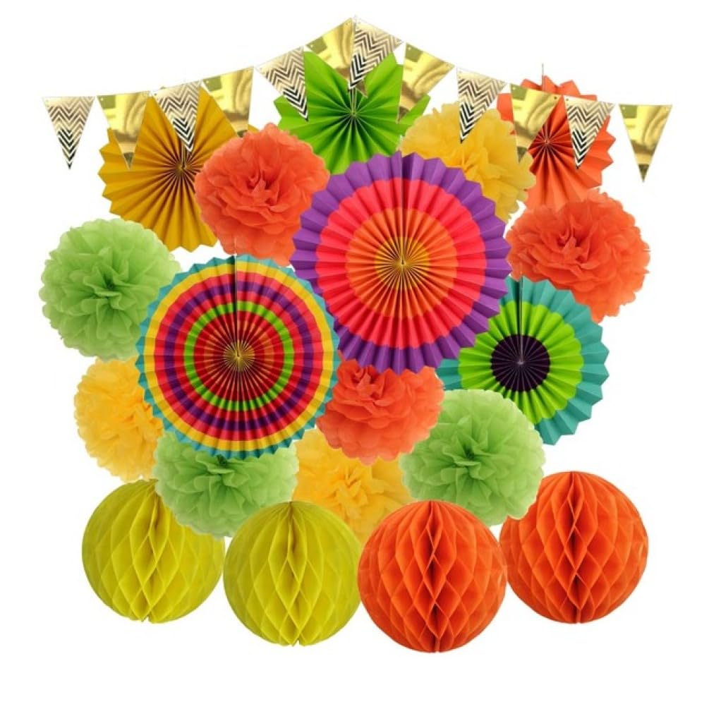Linterna de papel redonda Decoración Rosa Azul Conjunto Colgando Abanicos de papel Ceremonia de boda Fiesta Favor Tejido Pompones Flor Bautismo Decoración Decoraciones colgantes