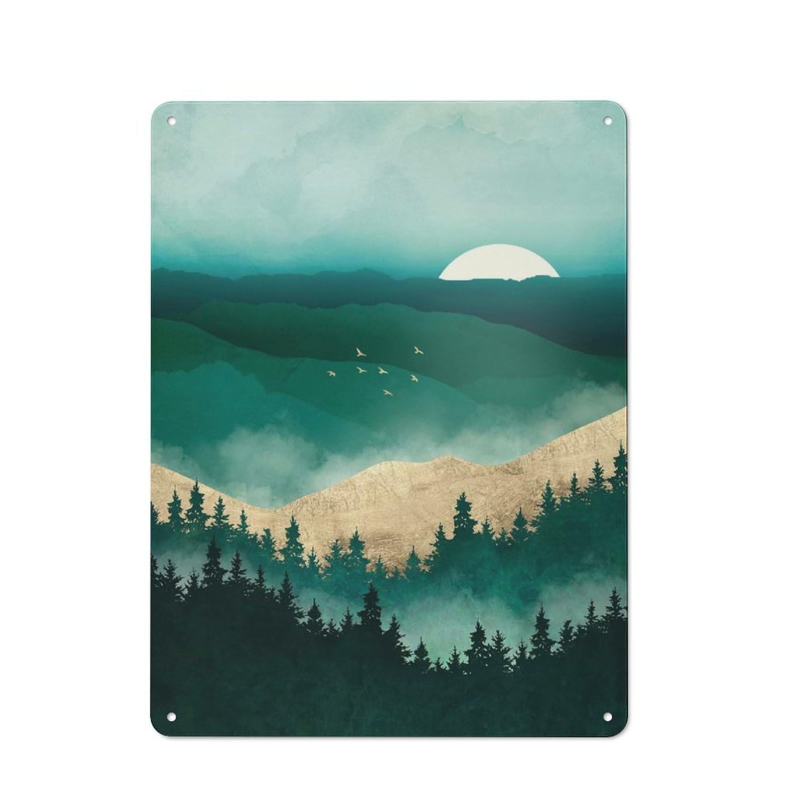 Junmoney Style-3 Summer Forest Mist Metal Wall Sign 40X30cm, Rustic Decor For Workshop Wall, For Vintage Wall Decor Fans, For Themed Room Decoration
