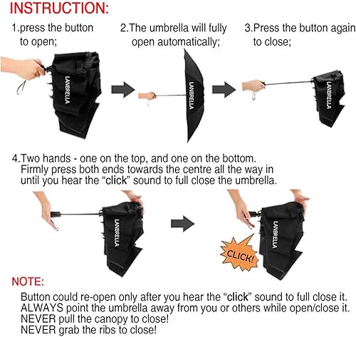 Miniatura 7 de LANBRELLA - Paraguas de viaje compacto plegable reversible y resistente al viento