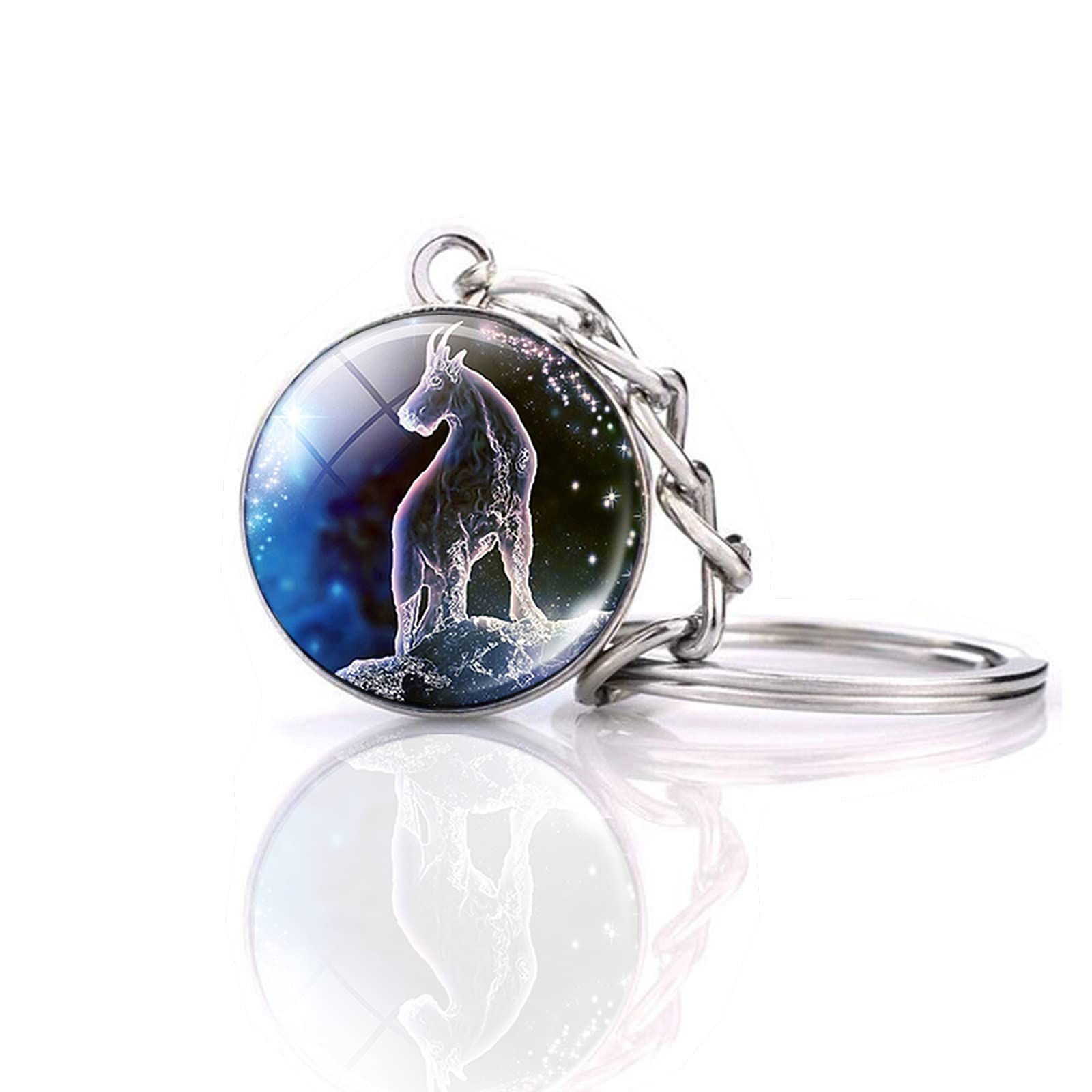 JWPavilionZodiac 12 Constellations Charm Luminous Crystal Ball Pendant Key chain