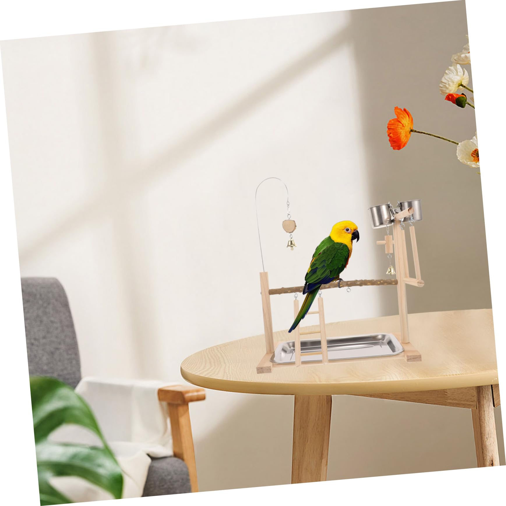 Happyyami 1juego Perch Stand De Madera Natural para Aves Plataforma De Entrenamiento para Periquitos y Loros Soporte Interactivo para Jaulas y Mesas Juguete De Masticación para Salud y