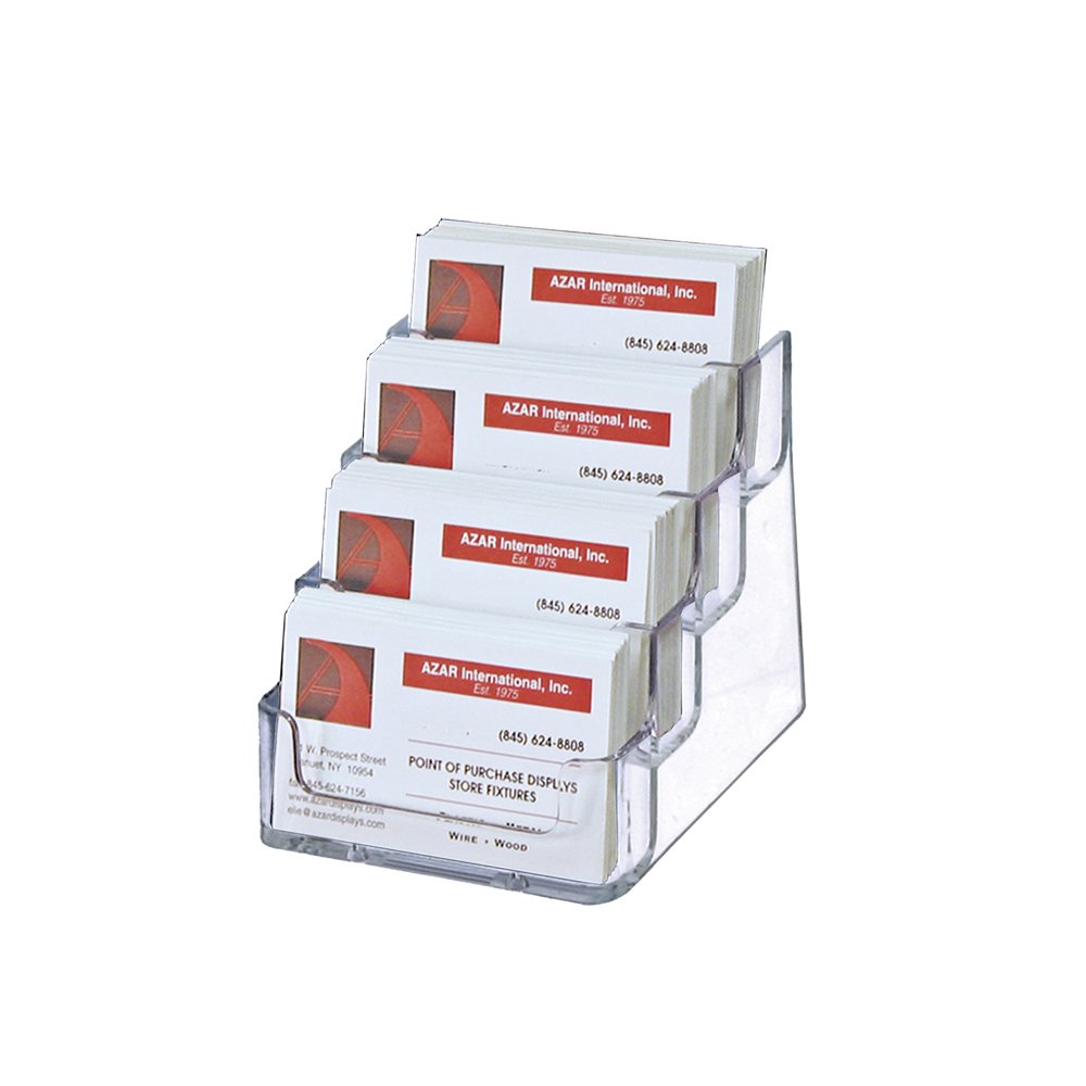 Azar Displays 252004 4 Tier Pocket Business Card Holder, Durable Clear Acrylic Business Card Holder for Desk - Minimalist Plastic Card Display Holder, Inside Dimensions: 3.625" W x 0.75" D, 10-Pack