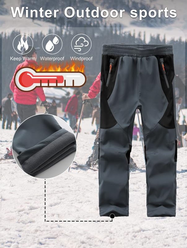 HFDWYJ Winterhose Softshellhose Kinder Mit Fleecefutter wasserdichte Outdoor Hose Warm Skihose Wanderhose Jungen