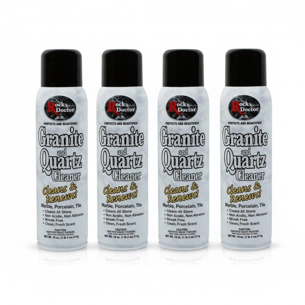 Granite & Quartz Cleaner Spray 18 oz. Can, Cleans Tile, Marble, Kitchen Countertop, and Natural Stone Surfaces, Streak-Free Shine - Pack of 4