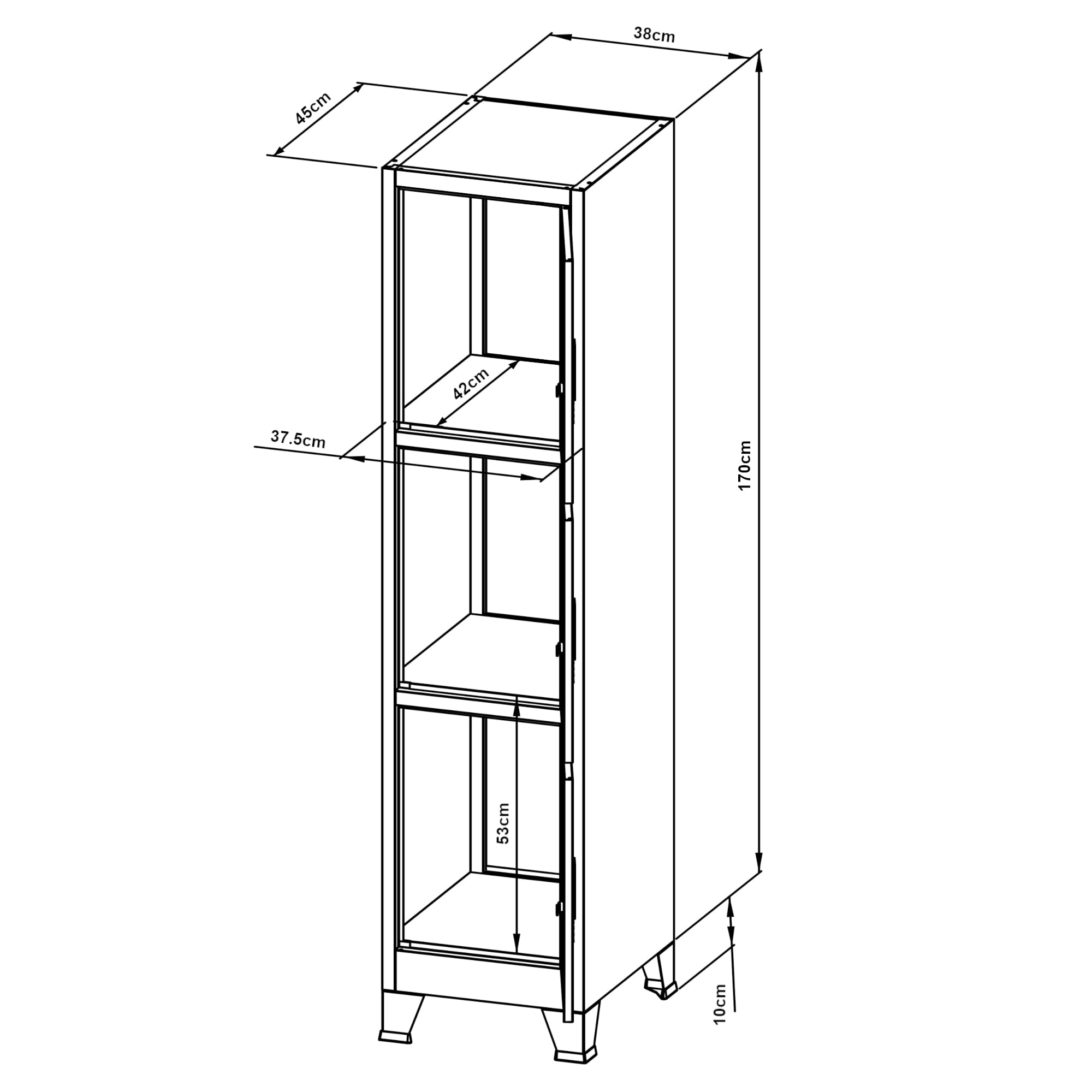 Caisson Bureau Métallique 3 Tiroirs Avec Serrure – Gris [en.casa] 103 × 45 × 62 Cm
