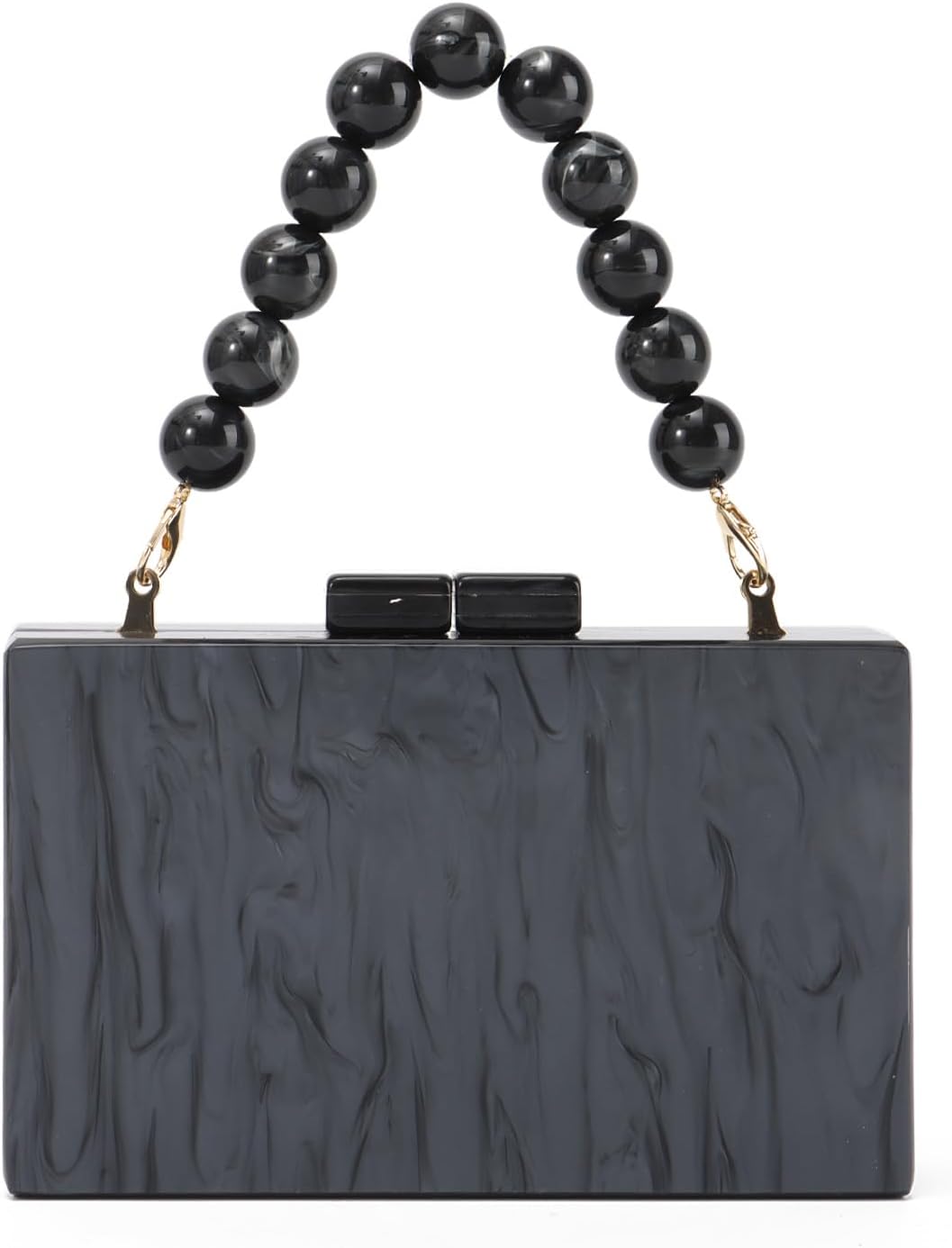Oweisong Women Acrylic Clutch Purse Formal Wedding Evening Handbag Marble Party Shoulder Crossbody Bag with Bead Chain