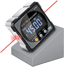 COROLLATA Localizador De Ângulo Digital Com Laser Eletrônico - Medidor De Ângulo Magnético Forte De 4 Lados, Inclinômetro De Cubo Com Luz De Fundo, Transferidor De Esquadria De Serra De Mesa, Ferramen