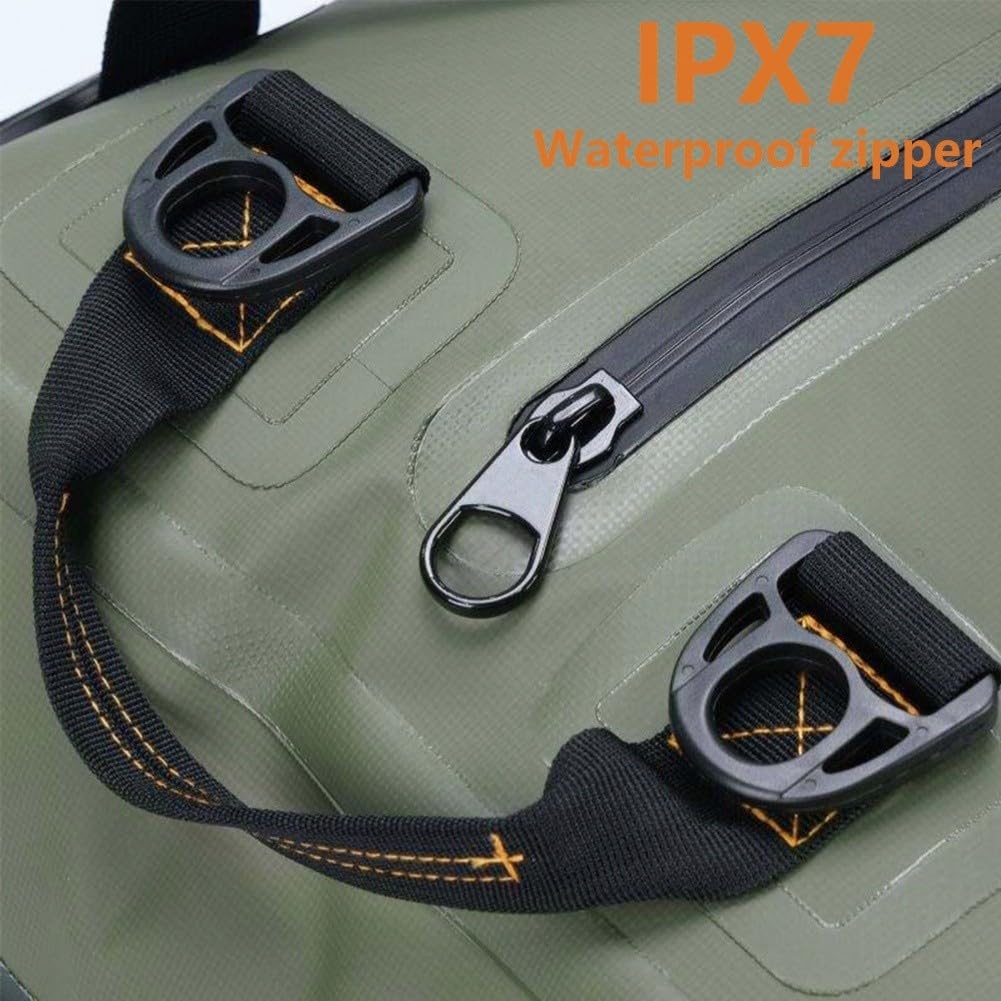 Borsa impermeabile per moto con tessuto in PVC 500D, costruzione ermetica e tasche esterne in rete per oggetti di uso frequente (60 L (40 L (34 x 25 x 53 cm) verde militare