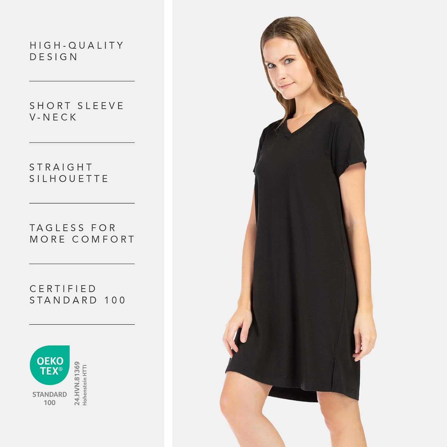 Fishers Finery Women's Organic Cotton and Rayon Blend Short Sleeve Sleep Dress Sleep Shirt - Image 4