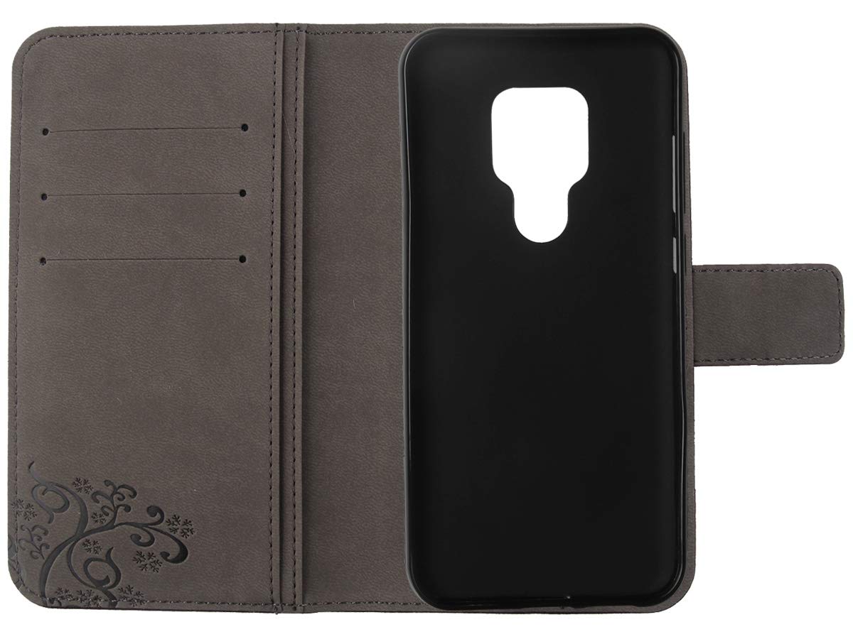 Dingshengk Marrone Retro Vera Pelle Case per Cubot P30 6.3 Custodia Caso Premium Leather Cover Flip Guscio Protettiva Copertina Portafoglio Magnetico Anti Urto e Anti Graffi