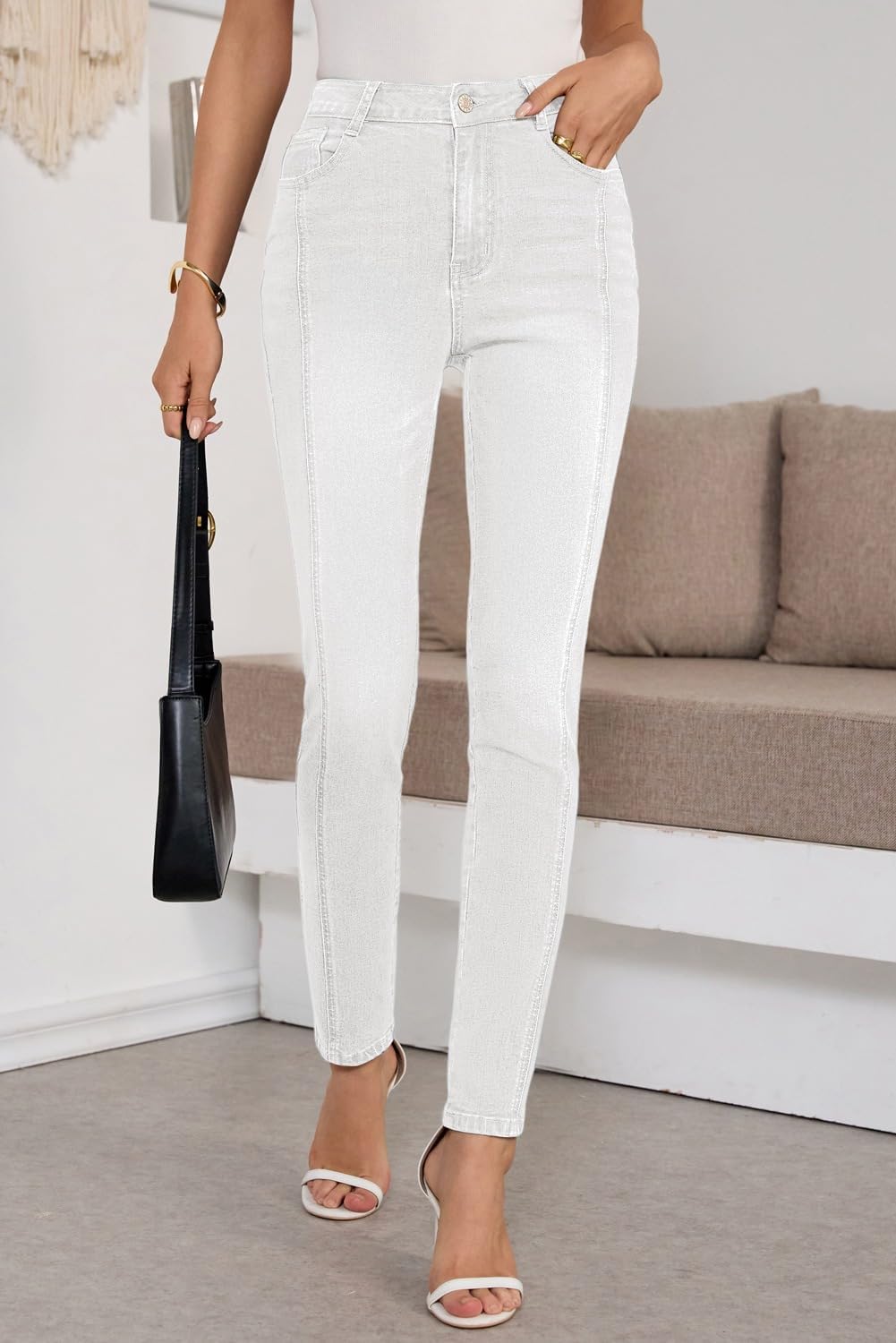 SHEWIN Women's Skinny Jeans Stretchy High Waisted Denim Jeggings Size 4-18 - Image 2