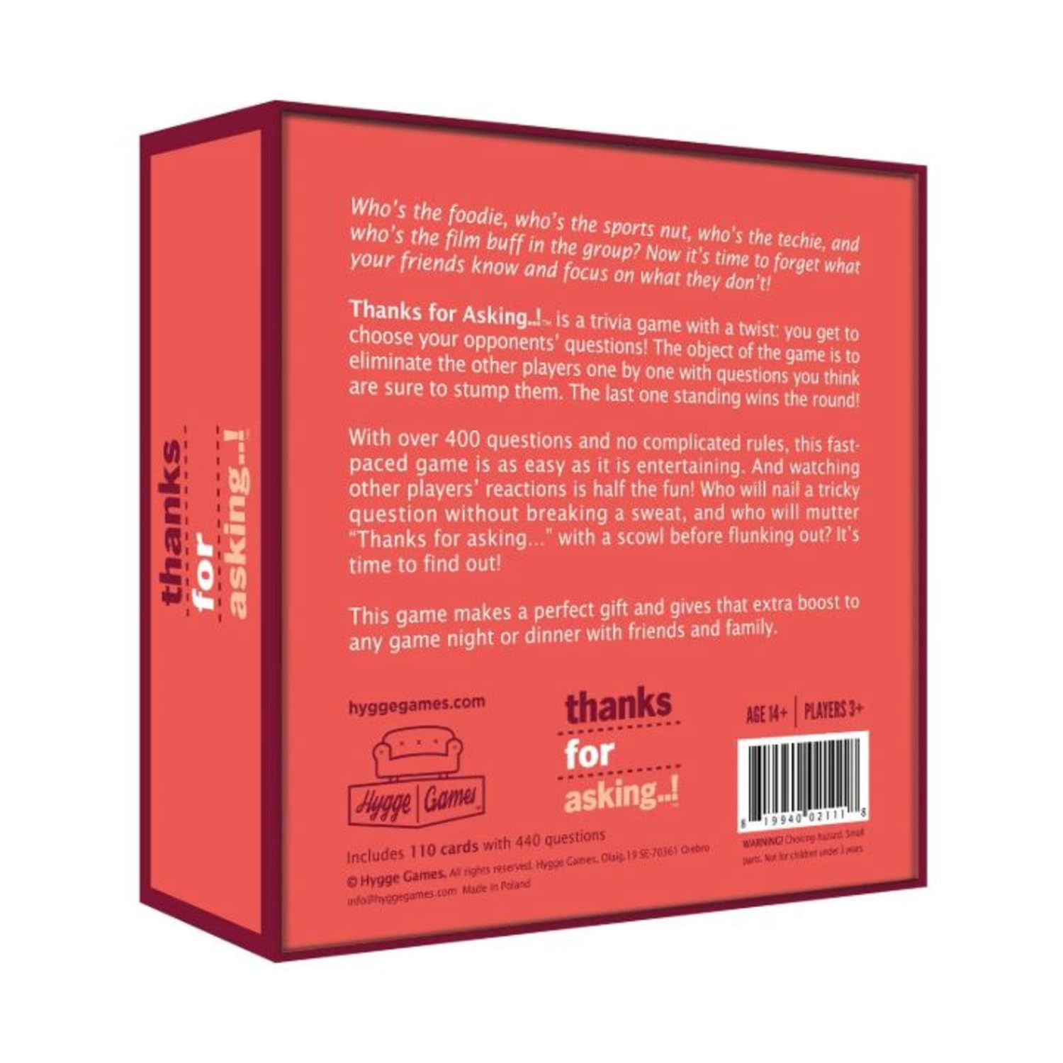 Hygge Games Grazie per aver chiesto..! Triva Game , Red