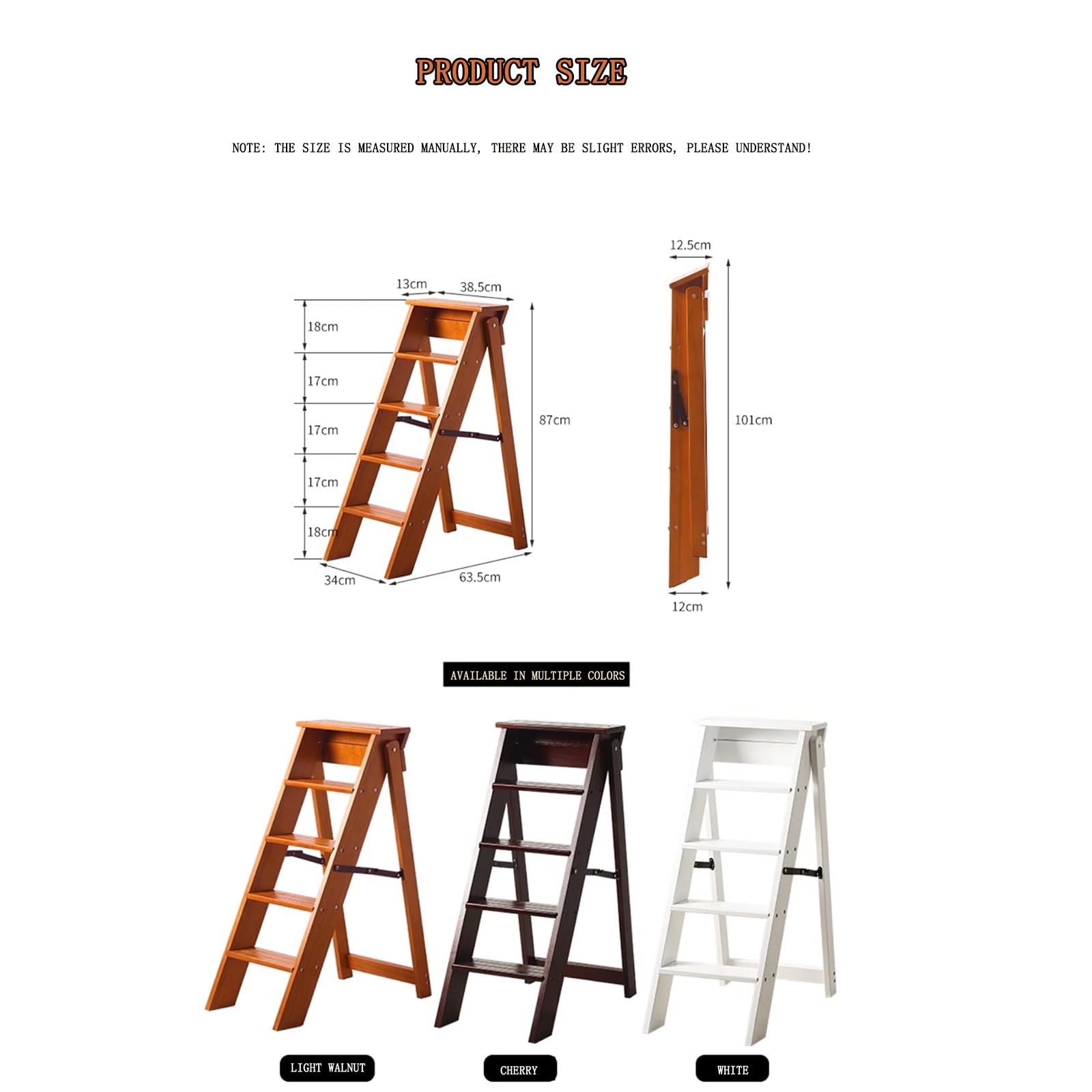 Escalera plegable de 5 escalones, antideslizante, portátil, para cocina y uso doméstico, taburete resistente para un acceso seguro