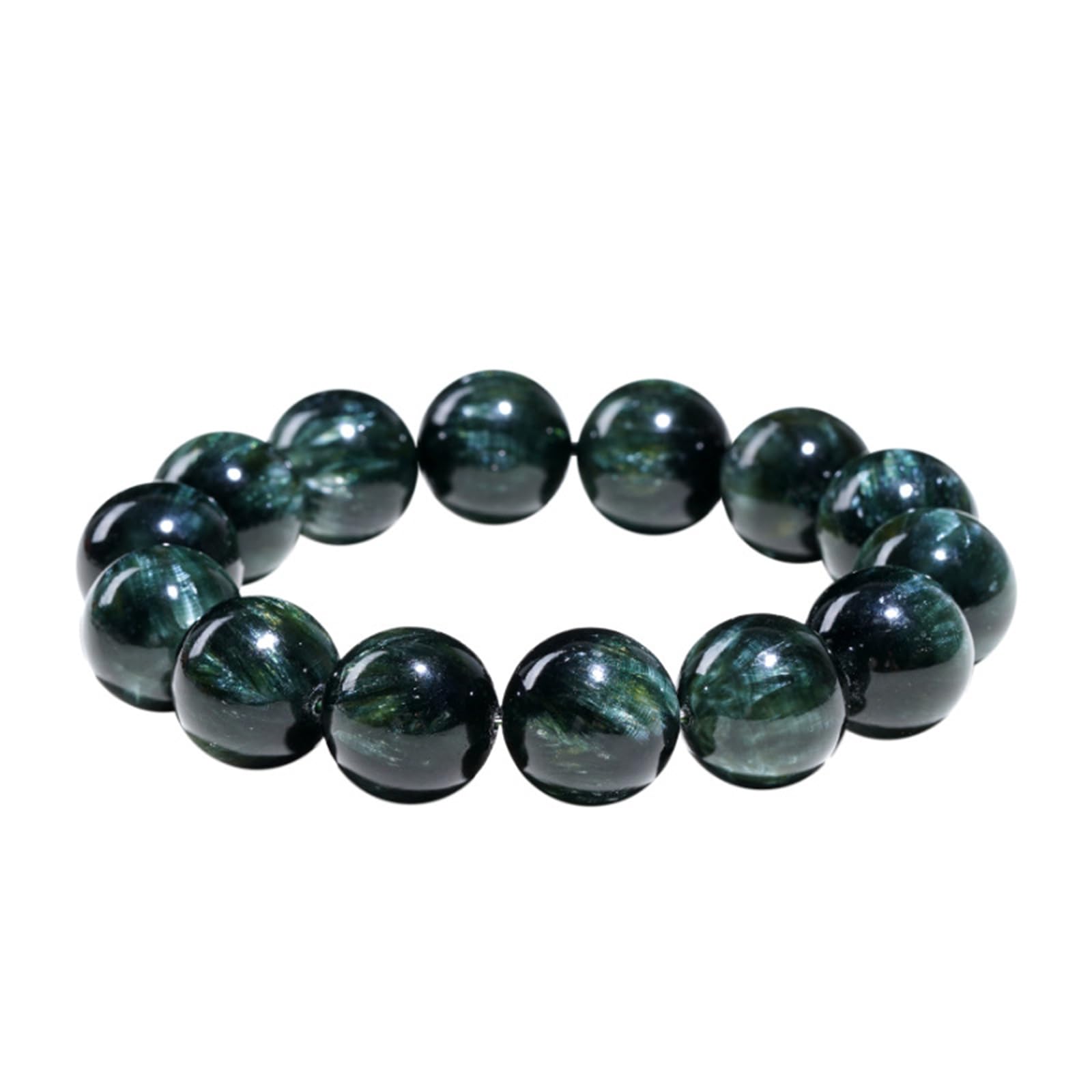 Hhhxkkuo Natural Green Seraphinite Beaded Bracelet for Men & Women