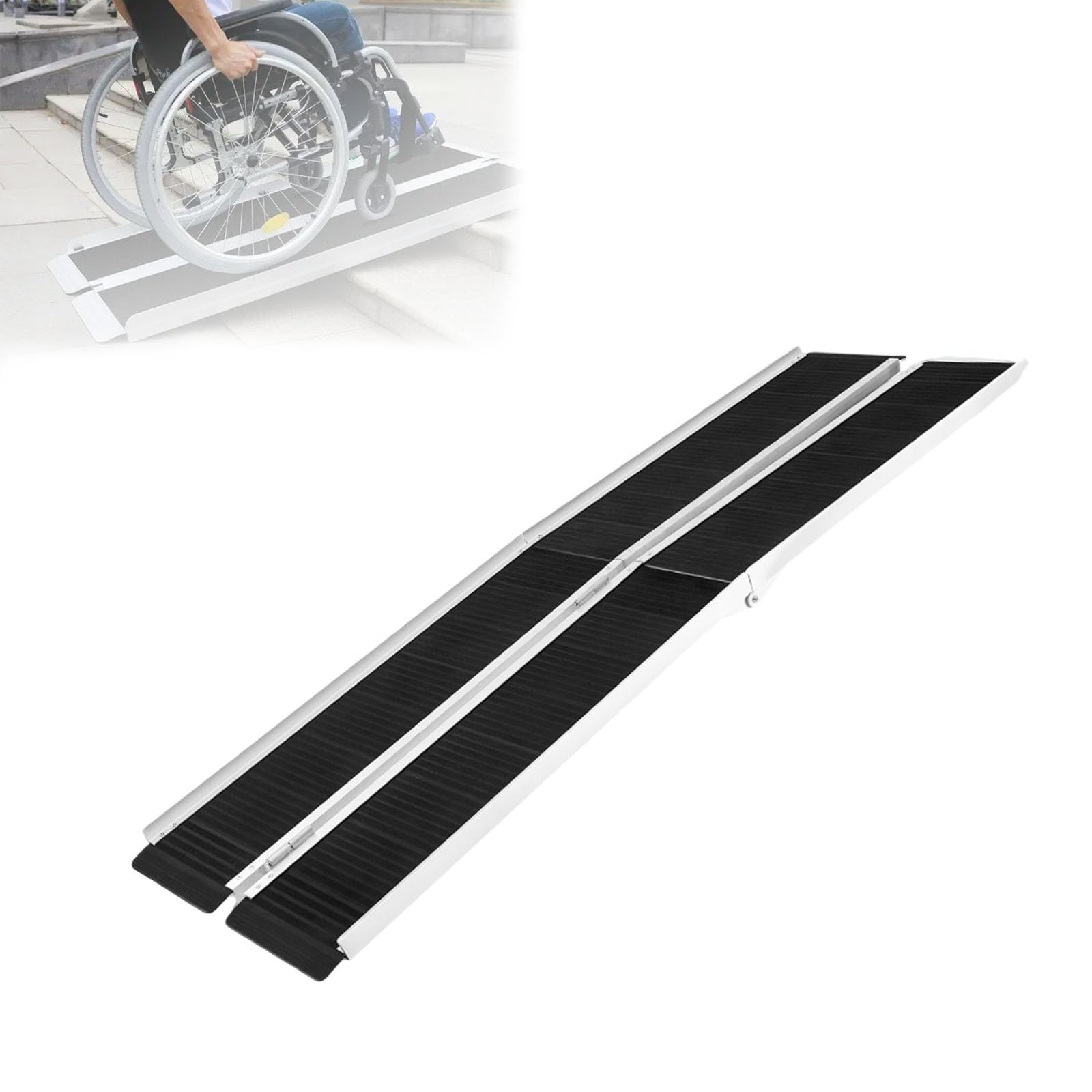 Rampa Plegable de Aluminio para sillas de Ruedas | Rampa de umbral para el hogar, soporta hasta 660 libras (capacidad de 600 libras)(182.5*73.5cm)