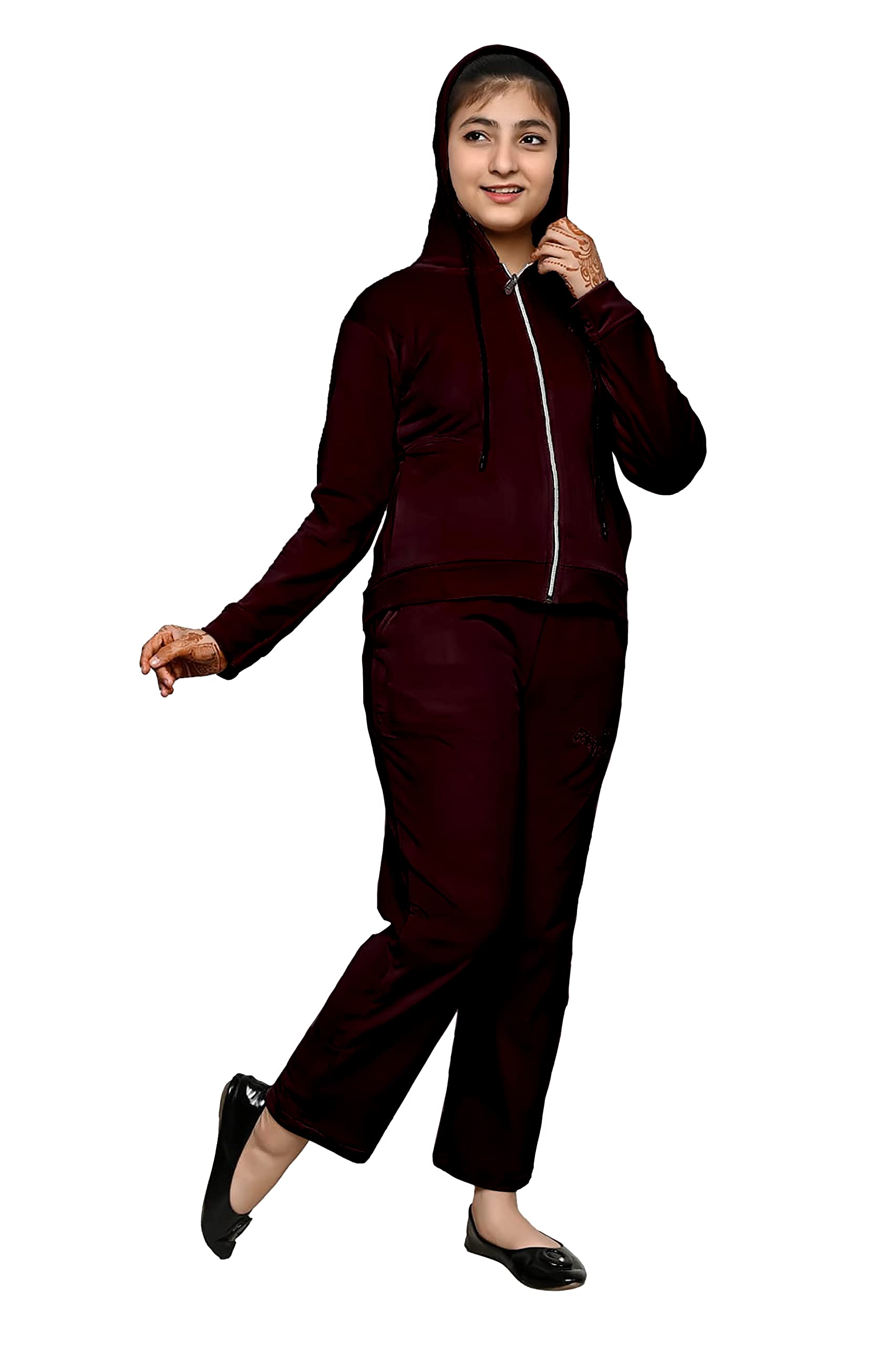 FELLAMO Sweatsuit set women 2pcs sweatshirt and sweatpant-88 Red Medium 1