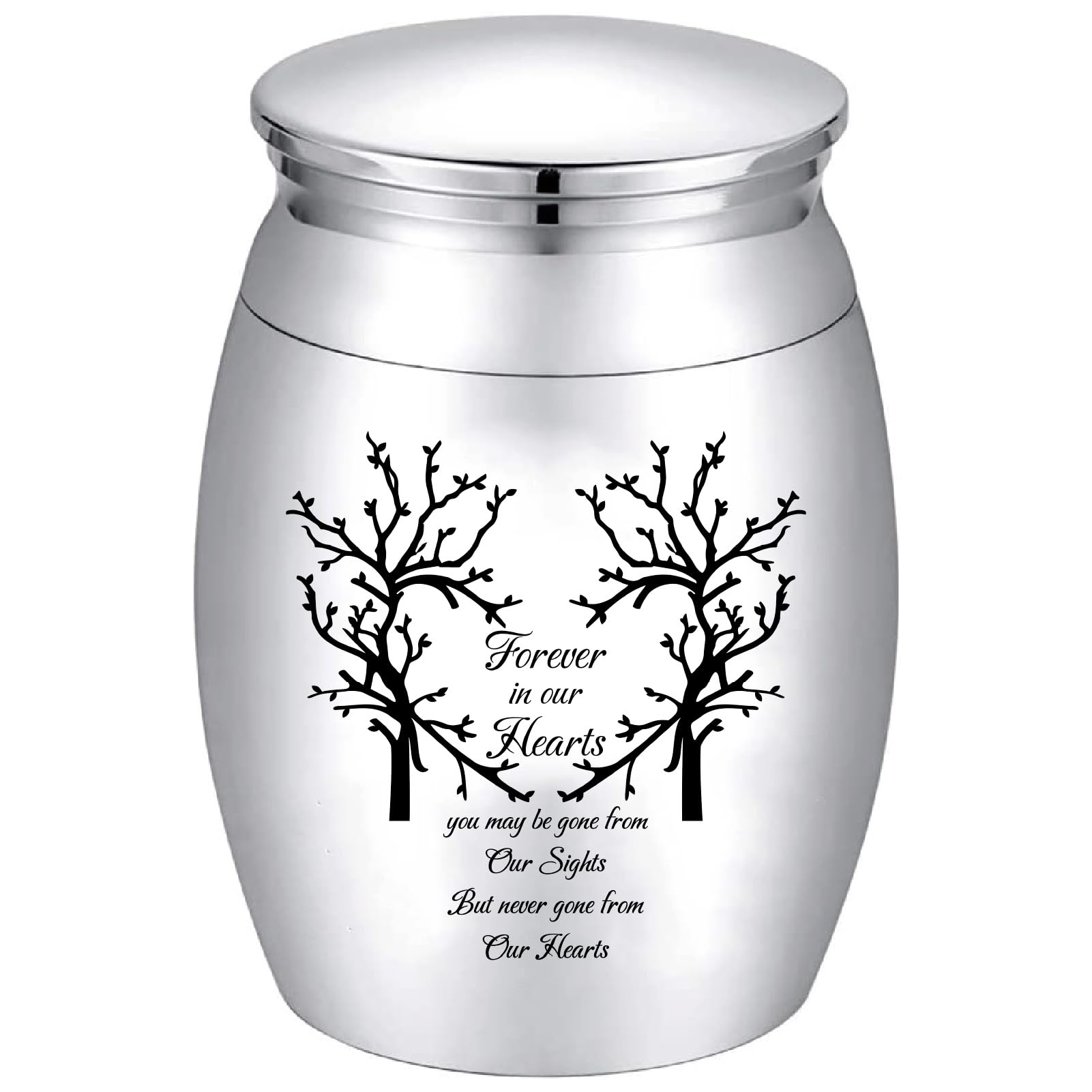 CREATCABIN Mini Share Urns for Ashes Small Cremation Keepsake Urns for Human Pet Miniature Funeral Burial Ashes Holder Small Memorial Jars Decorative Gift for Family 1.18×1.57in(Silver)