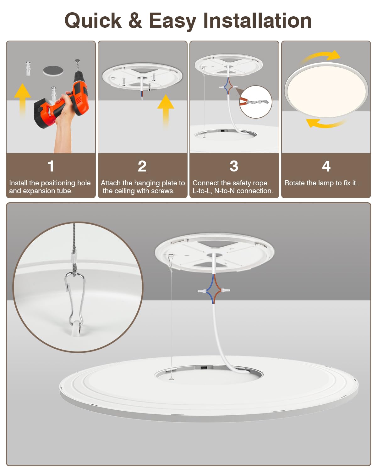 Bowfar 59CM Plafoniera LED Soffitto, Plafoniera Rotonda 56W 3000-6500K Ultra Sottile 2.5CM, Lampada da Soffitto con Telecomando Dimmerabile per Soggiorno Camera da Letto Cameretta Cucina, Bianco