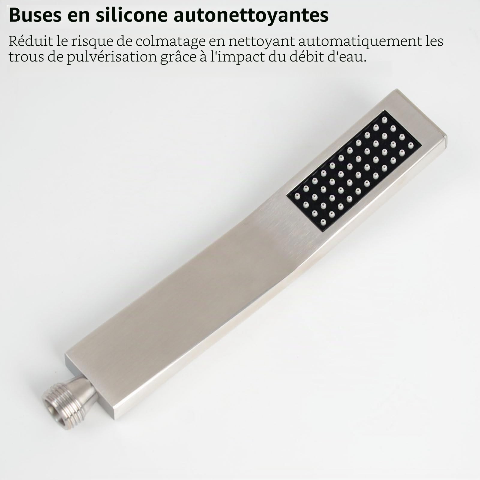 PHASAT Robinet de Baignoire avec Douchette, Mitigeur Baignoire avec Bec Rotatif à 90°, Nickel brossé PTBL17E